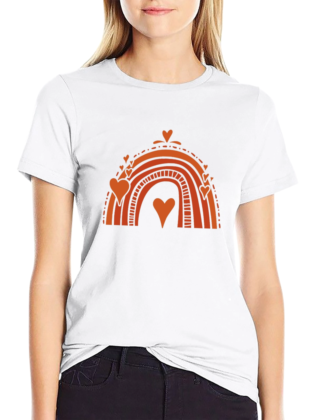 Heart Rainbow Graphic Tee - Stylish Black T-Shirt