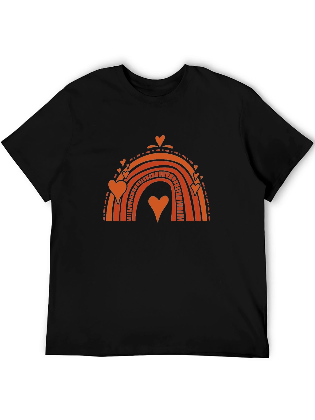 Heart Rainbow Graphic Tee - Stylish Black T-Shirt
