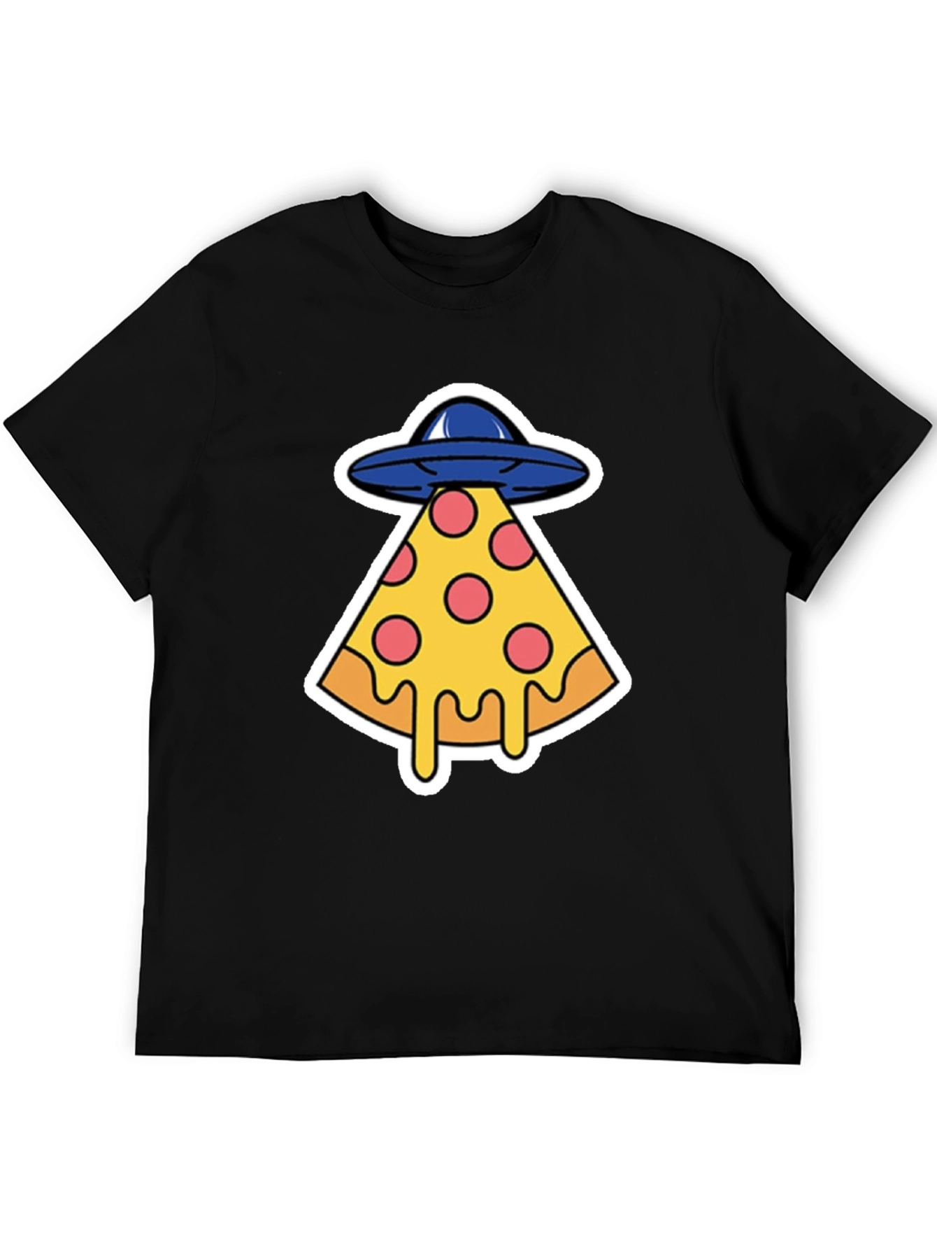 Pizza Abduction Graphic T-Shirt - Black Cotton Tee