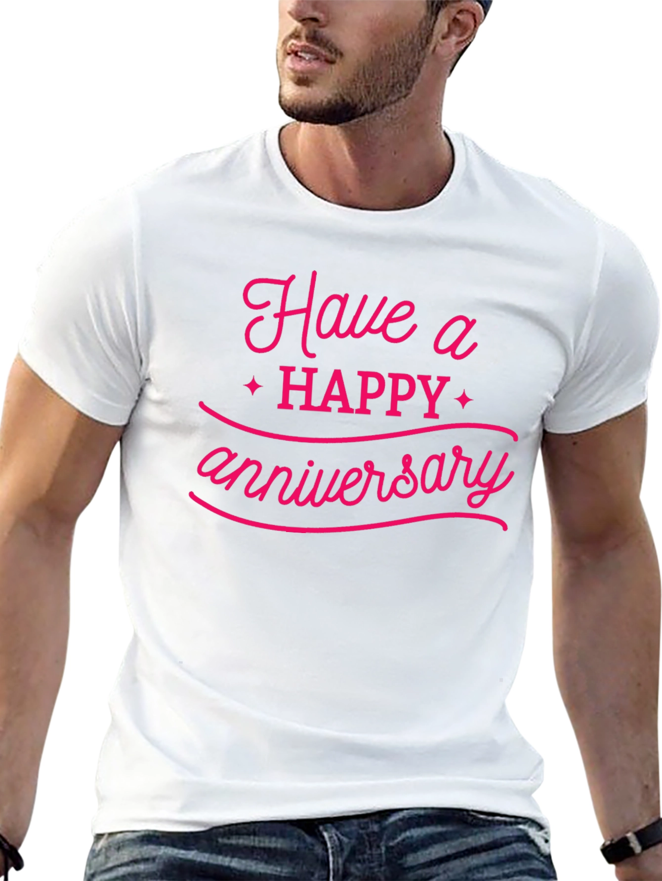 Happy Anniversary Graphic Tee - Black Cotton Blend