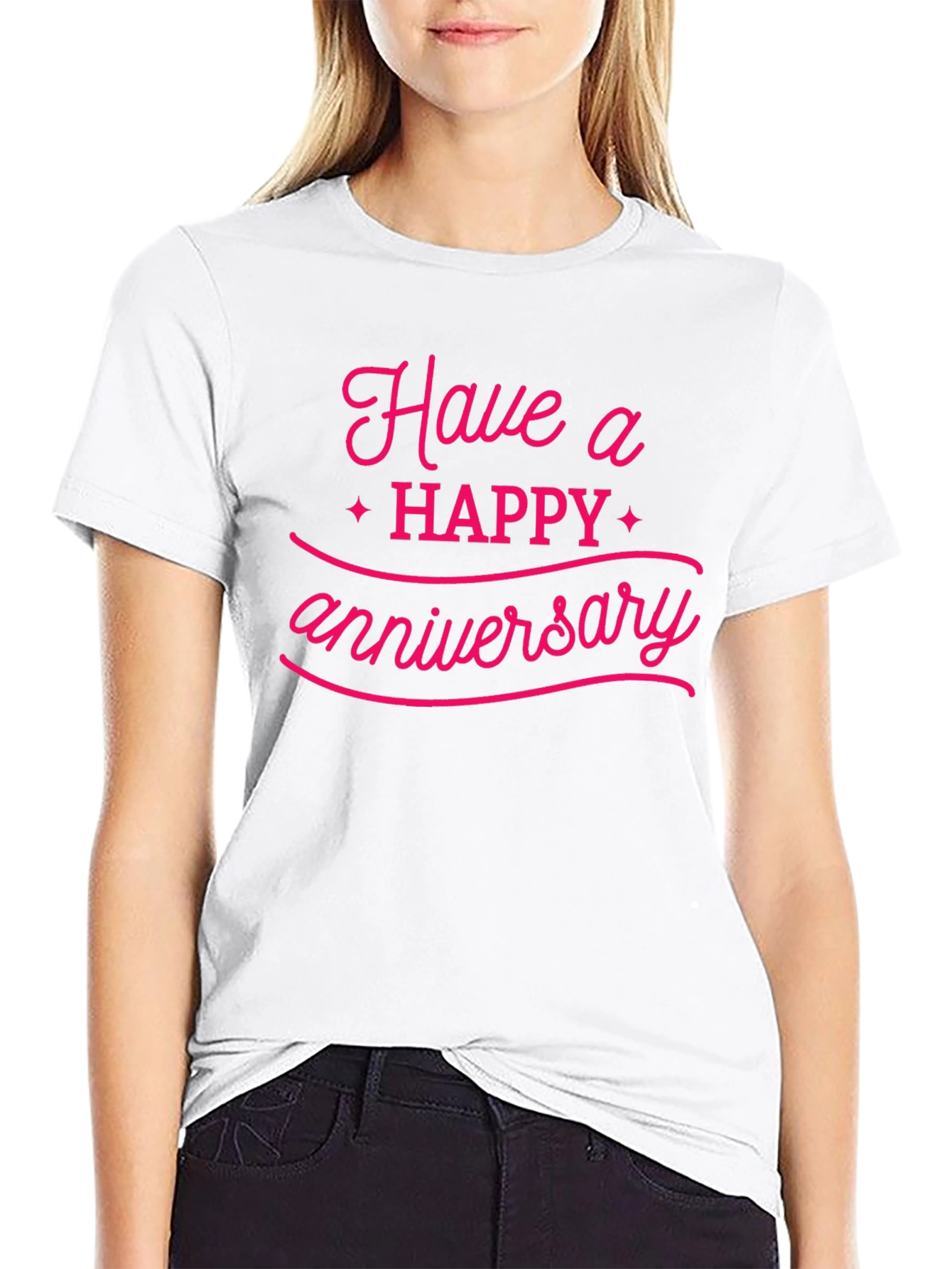 Happy Anniversary Graphic Tee - Black Cotton Blend