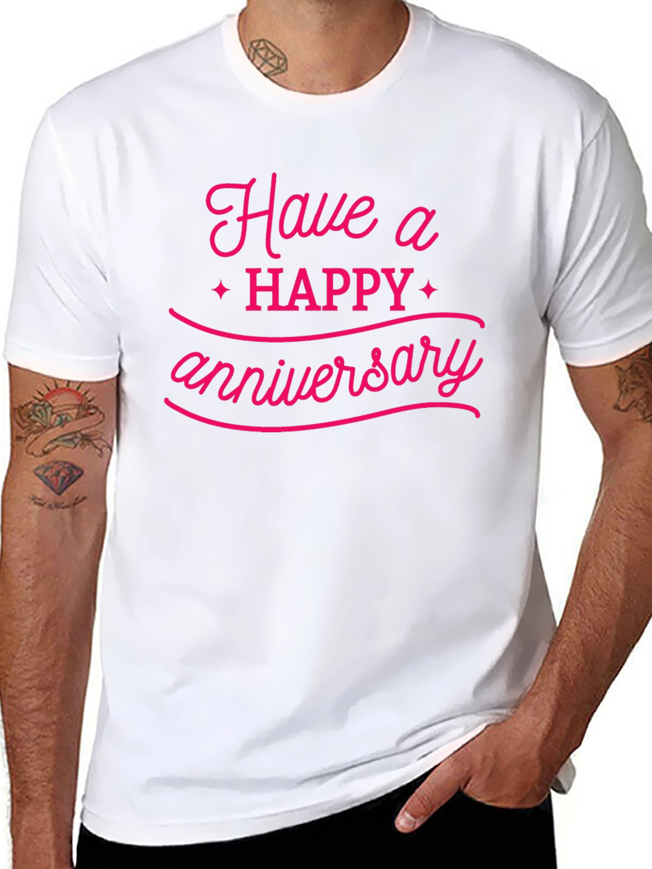 Happy Anniversary Graphic Tee - Black Cotton Blend