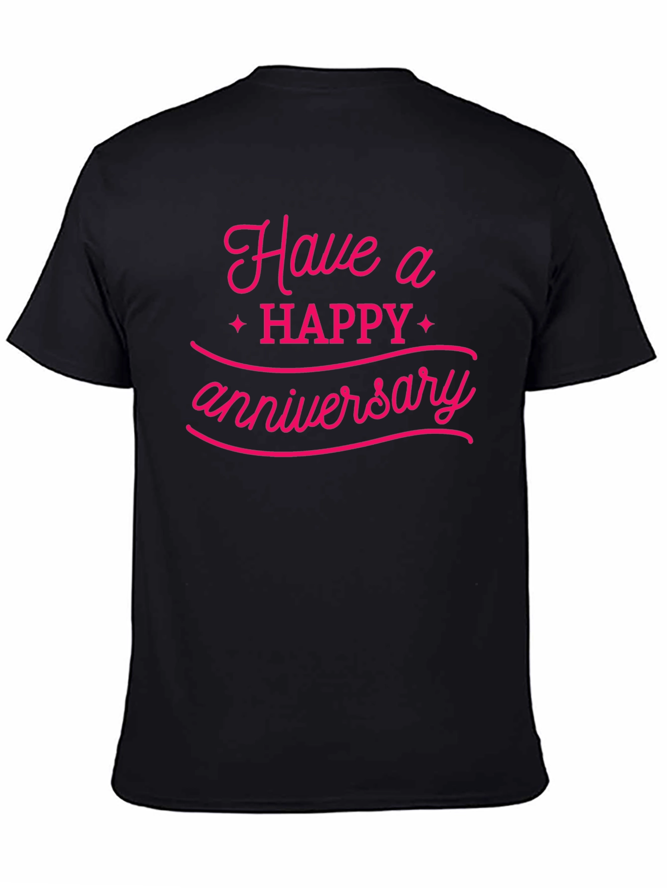 Happy Anniversary Graphic Tee - Black Cotton Blend