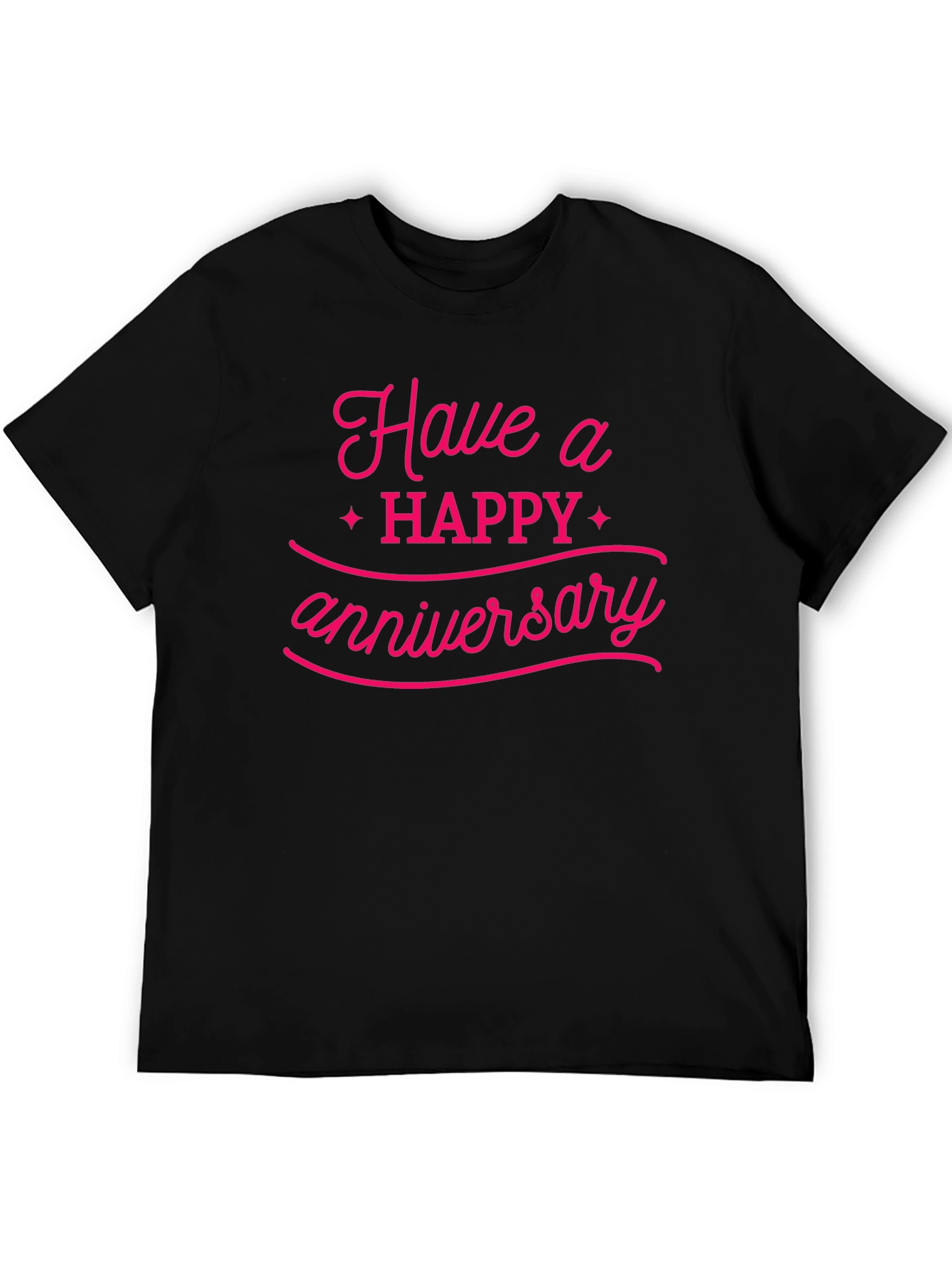 Happy Anniversary Graphic Tee - Black Cotton Blend