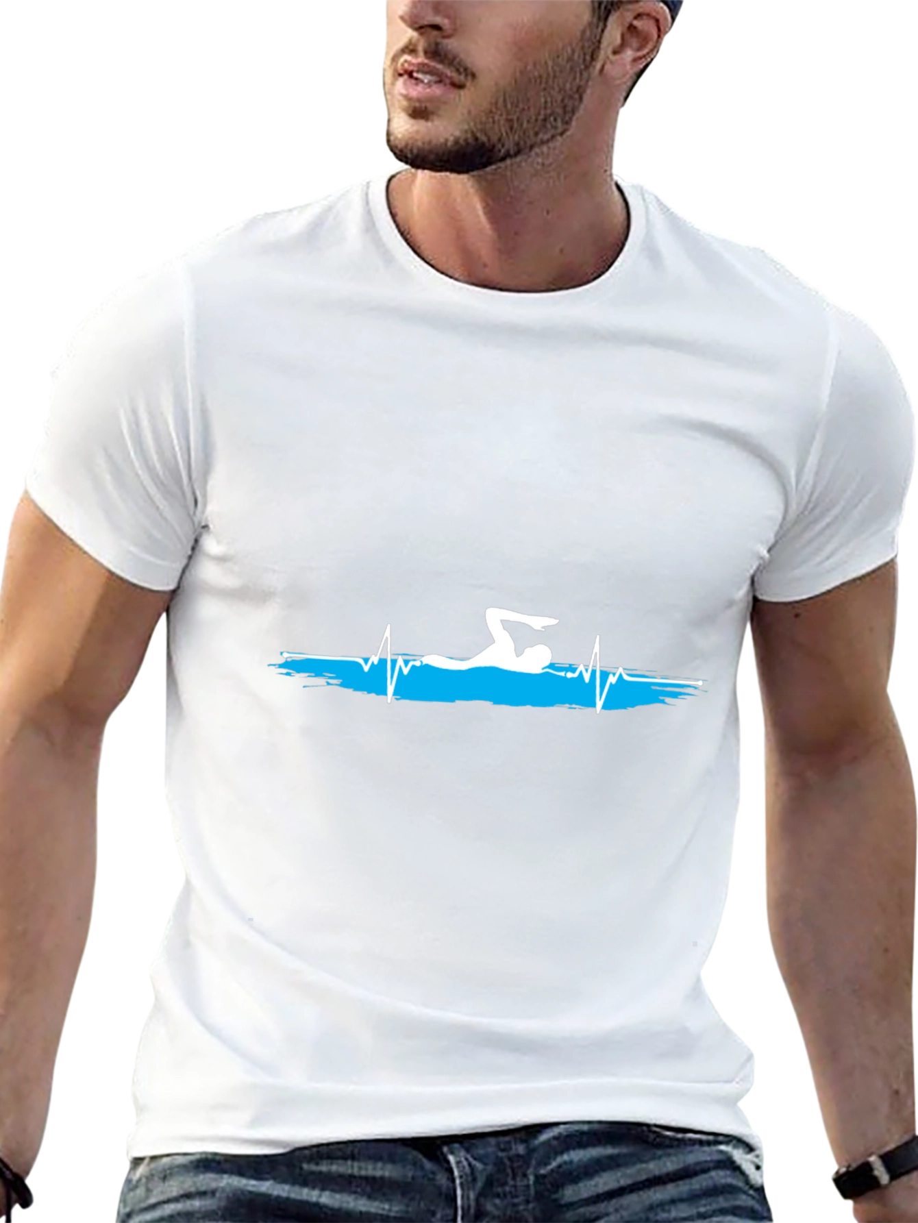 Swimmer Heartbeat Graphic T-Shirt