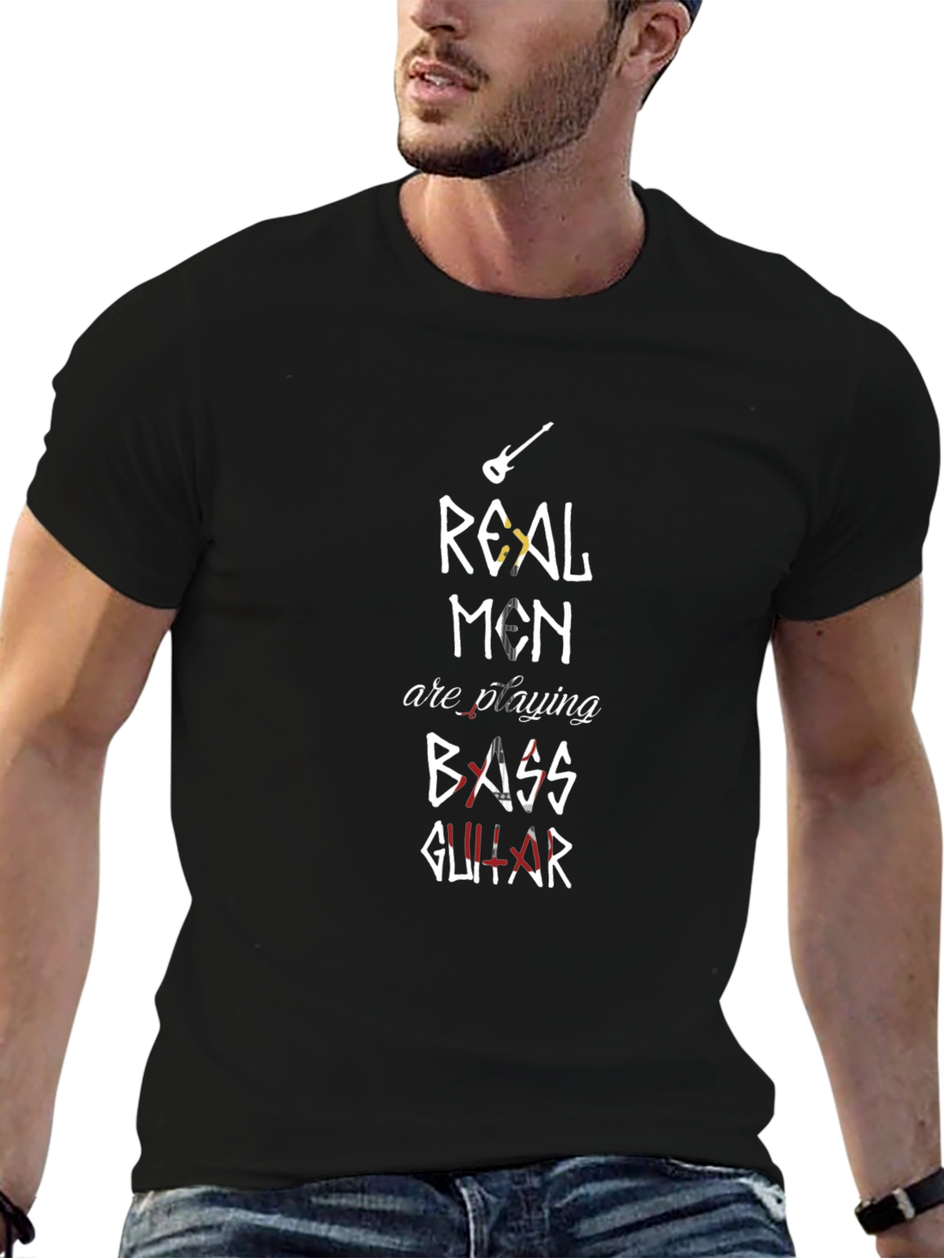Real Men Play Bass Guitar Graphic T-Shirt