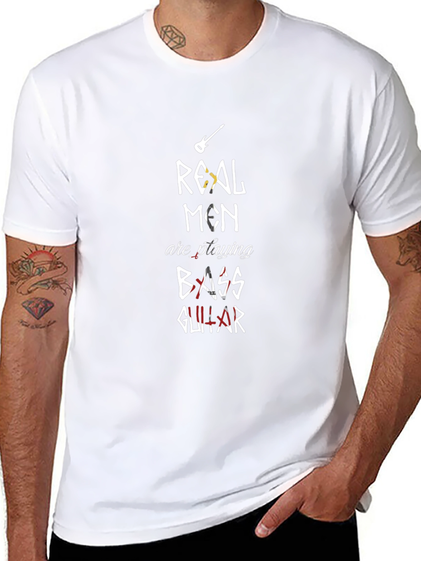 Real Men Play Bass Guitar Graphic T-Shirt