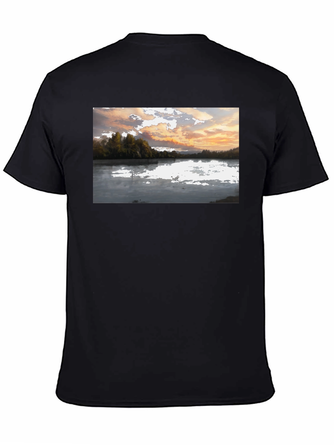Scenic Lake View Graphic Tee - Black