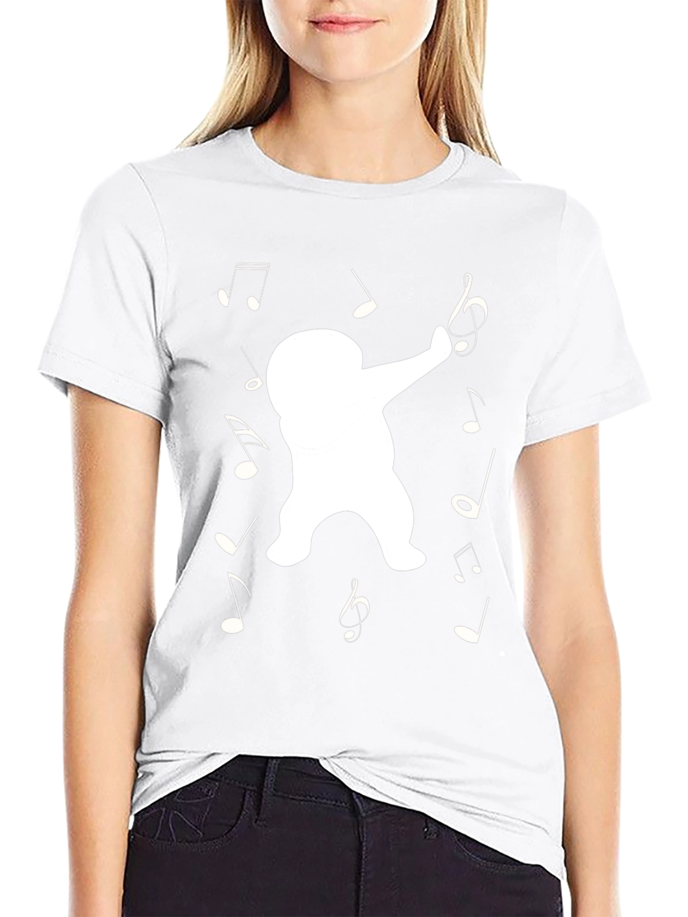 Dabbing Yeti Music Notes Black T-Shirt