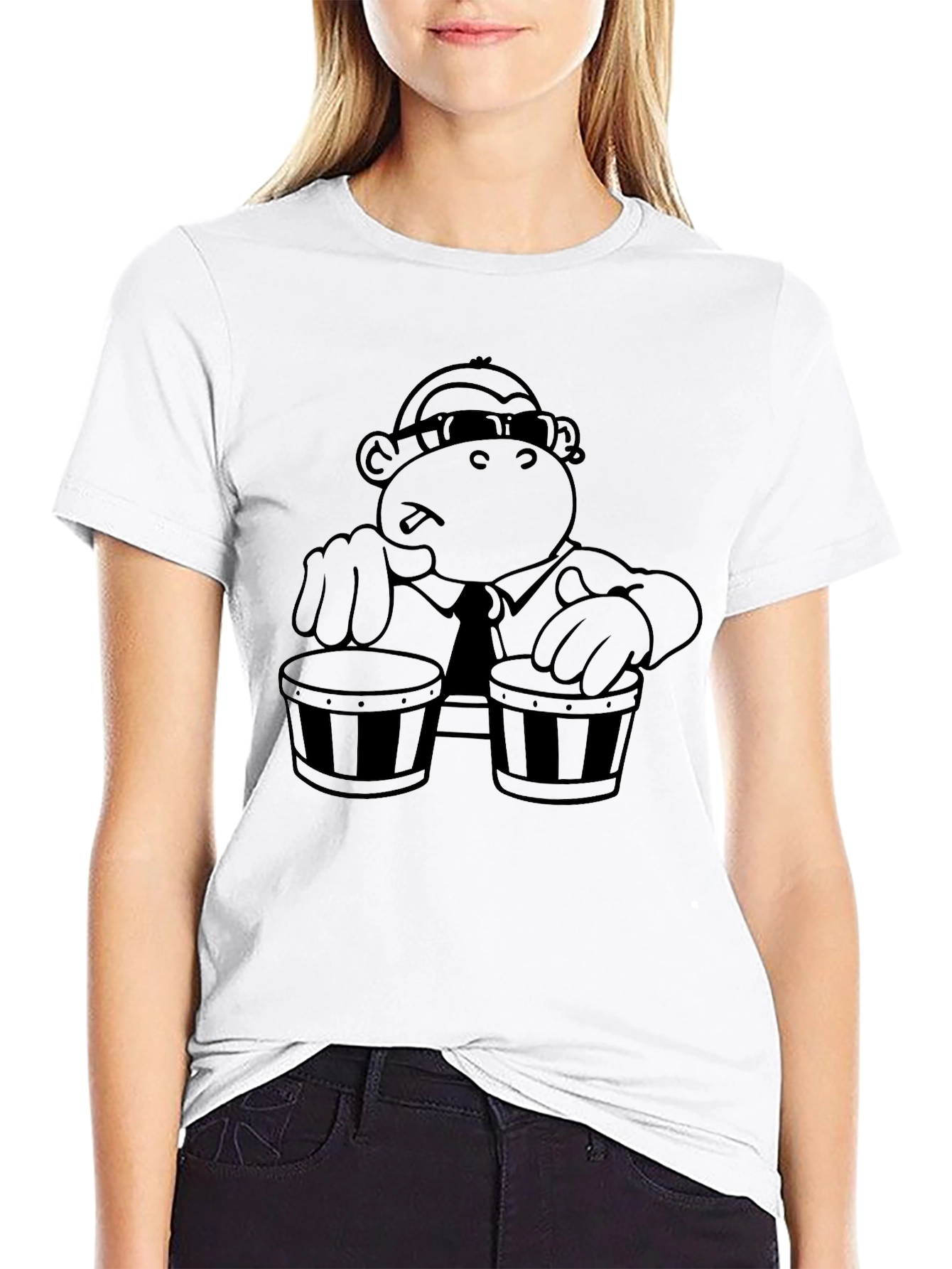 Cool Monkey Bongo Drum Player T-Shirt