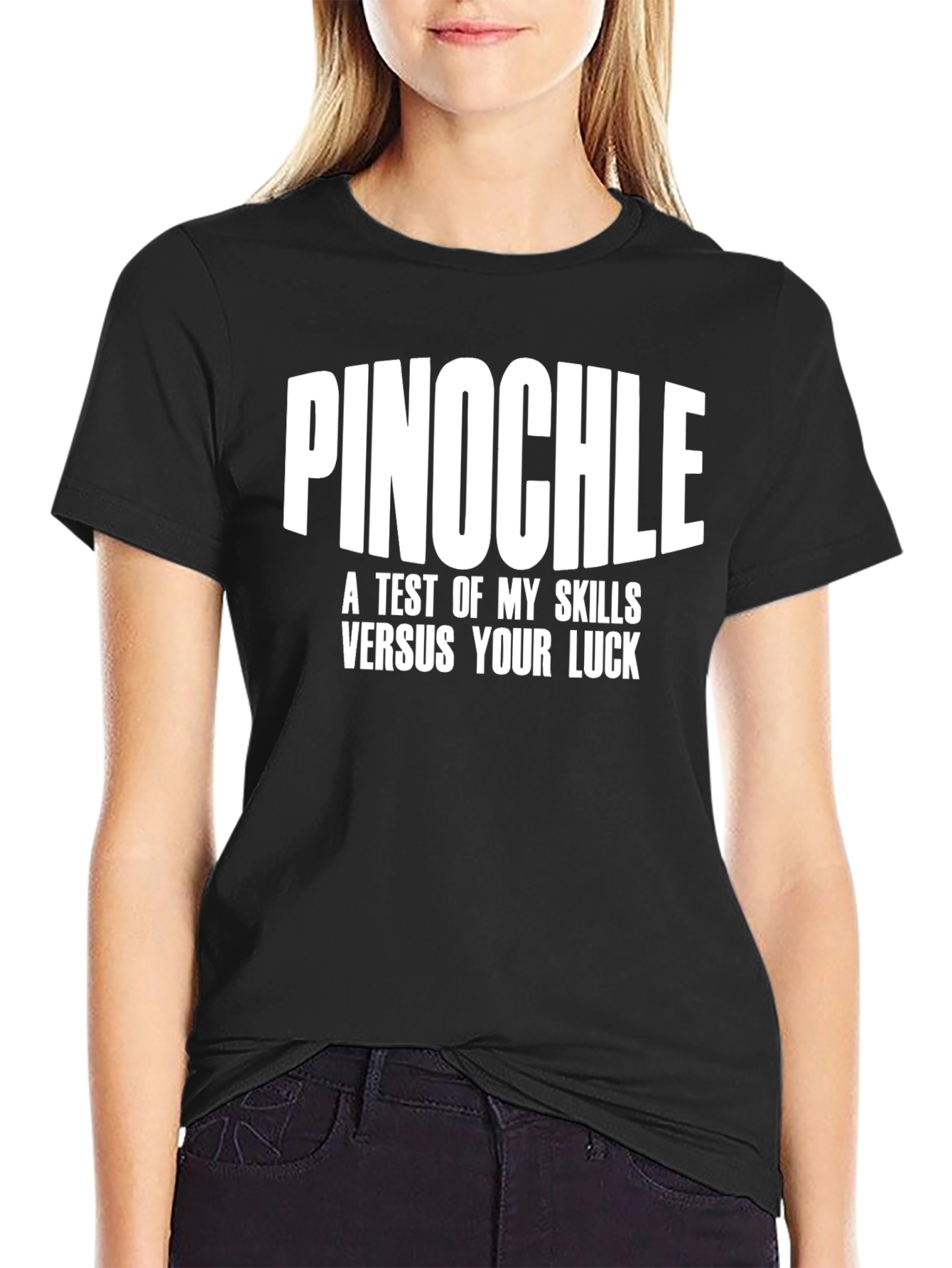 Pinochle Skills vs Luck Black T-Shirt