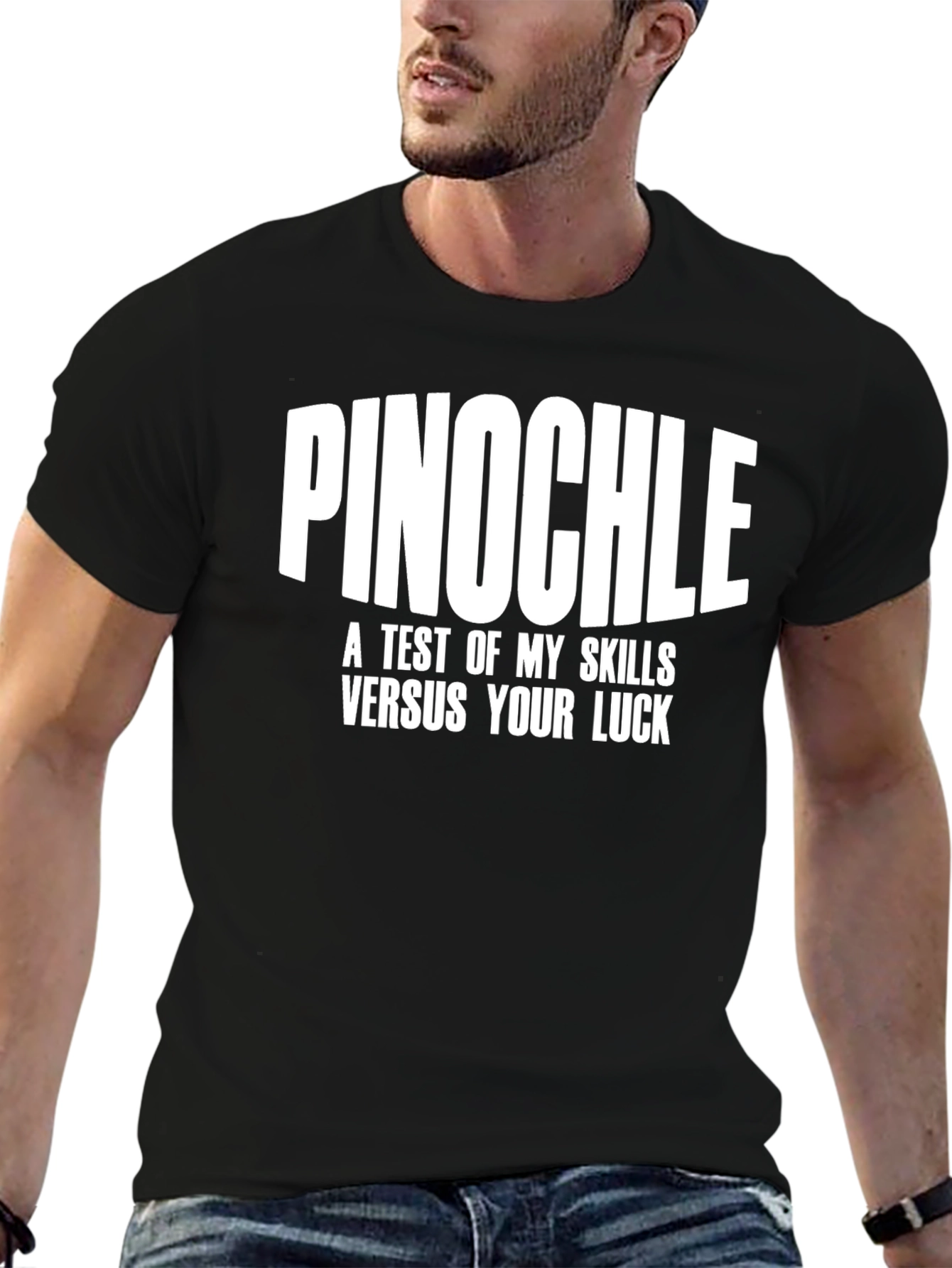 Pinochle Skills vs Luck Black T-Shirt