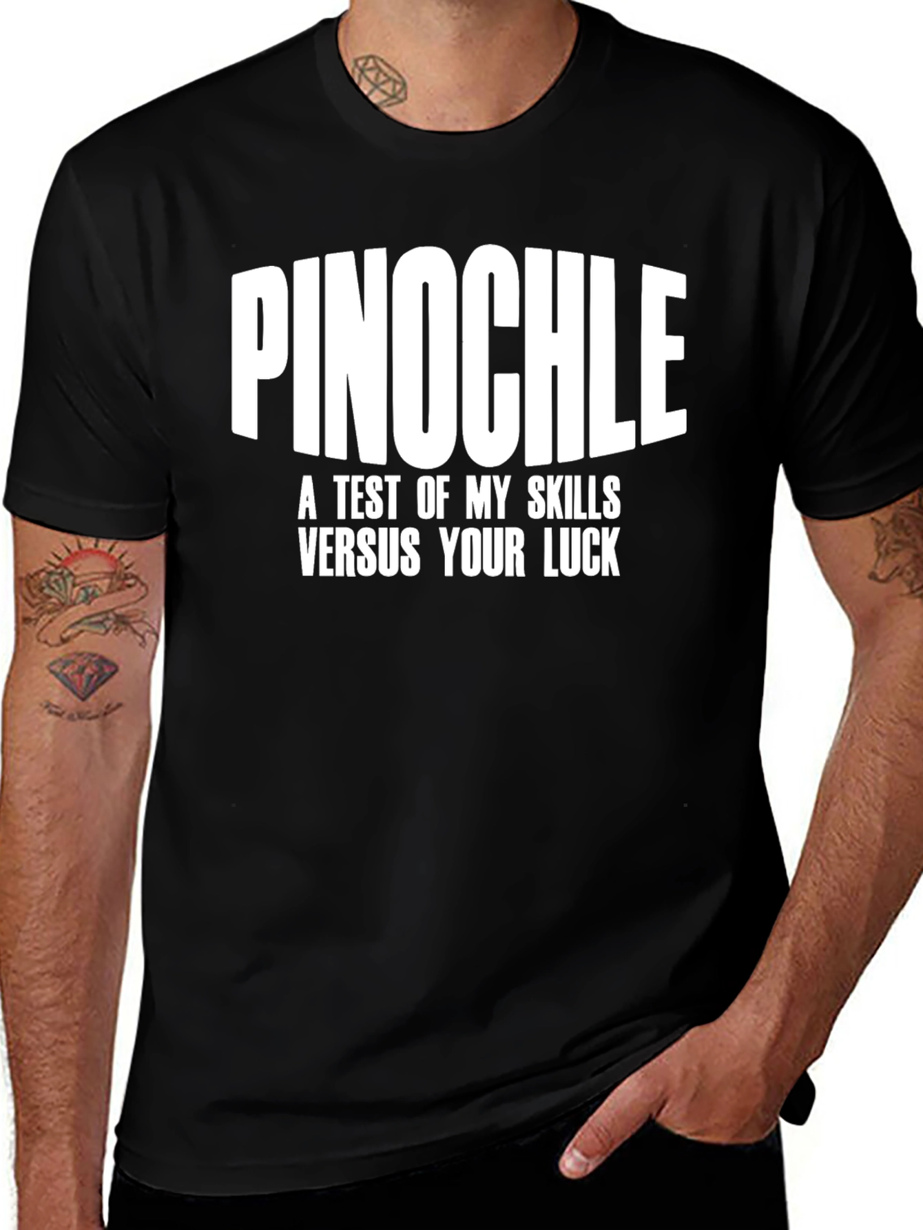 Pinochle Skills vs Luck Black T-Shirt