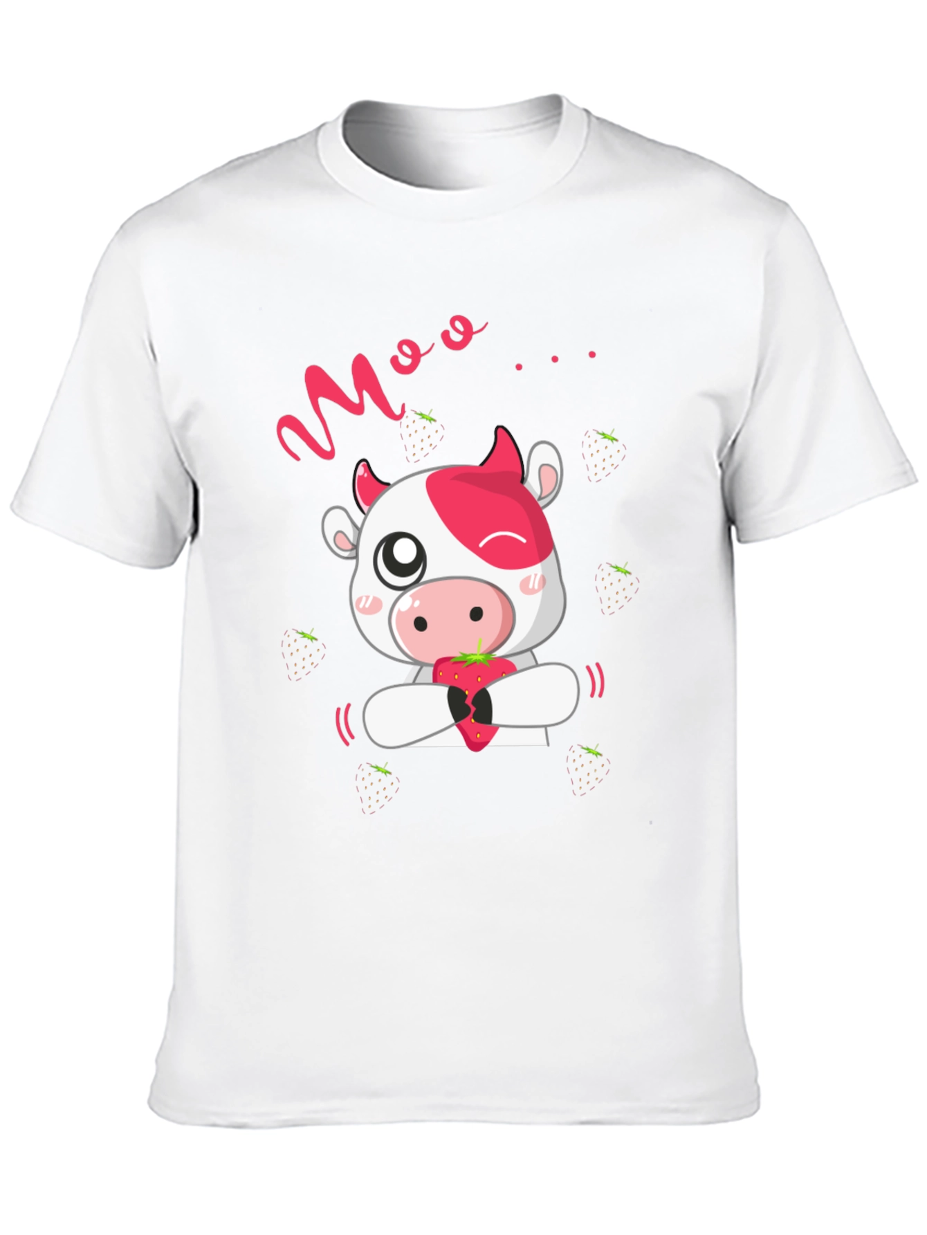 Moo Strawberry Cow Black T-Shirt