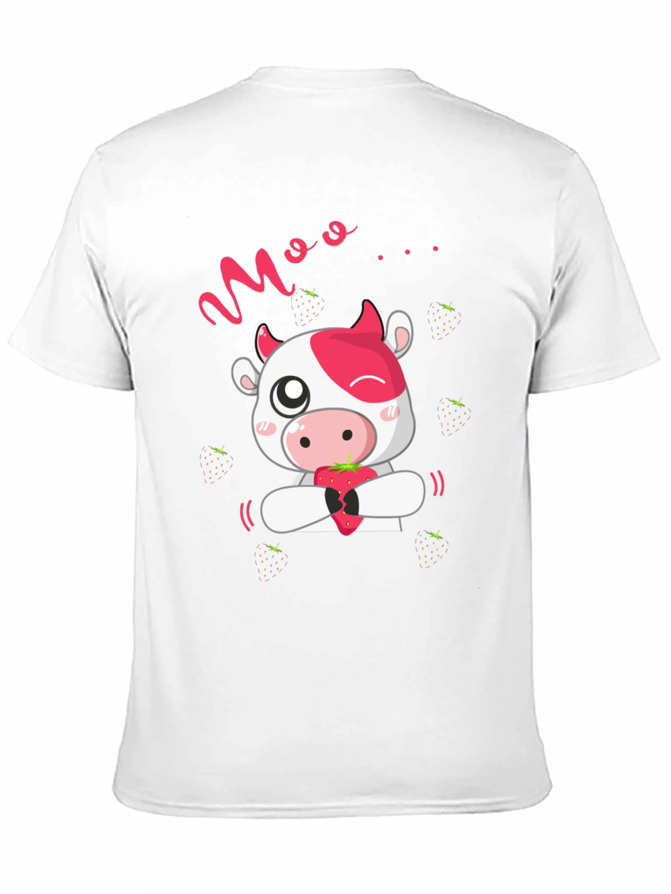 Moo Strawberry Cow Black T-Shirt
