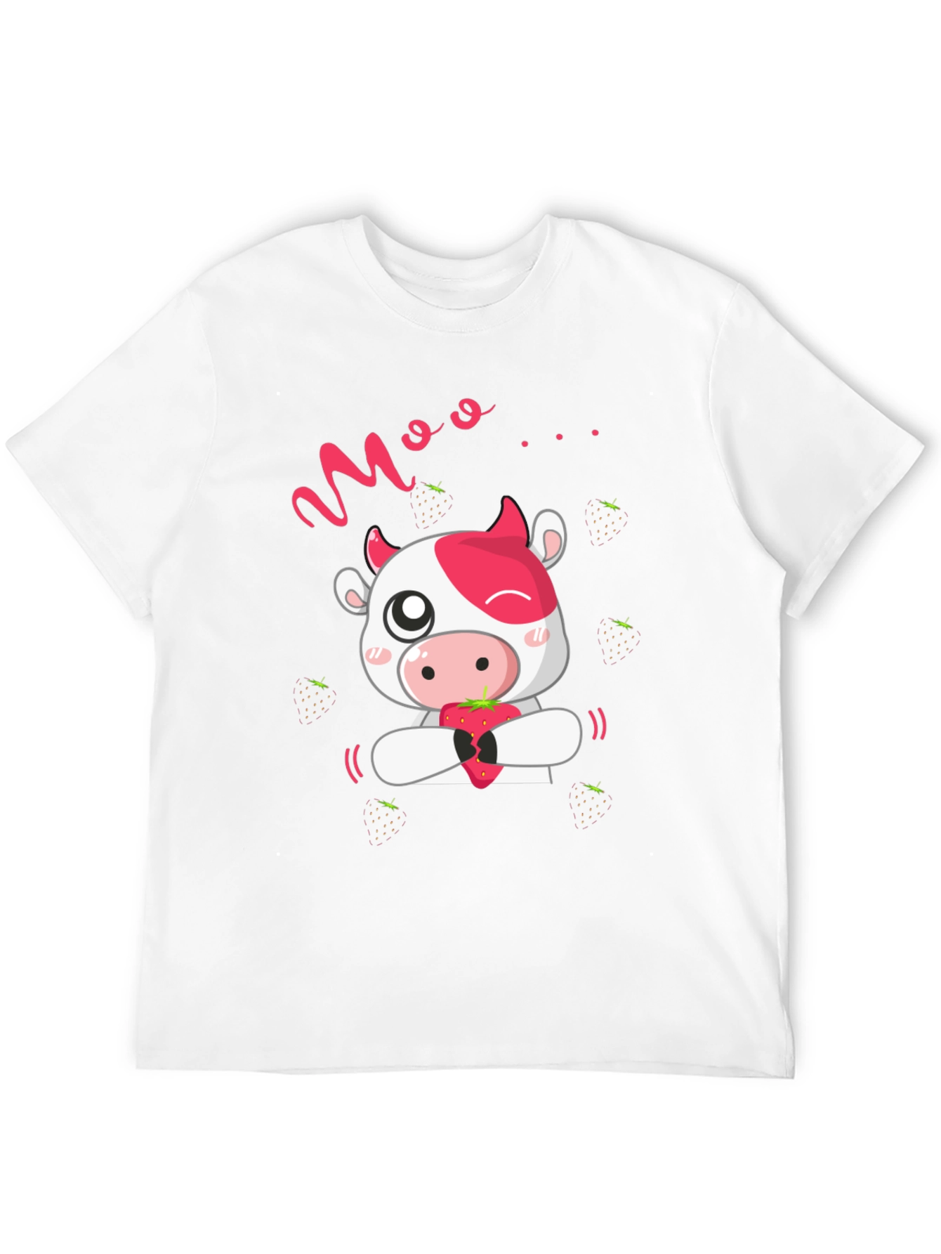 Moo Strawberry Cow Black T-Shirt