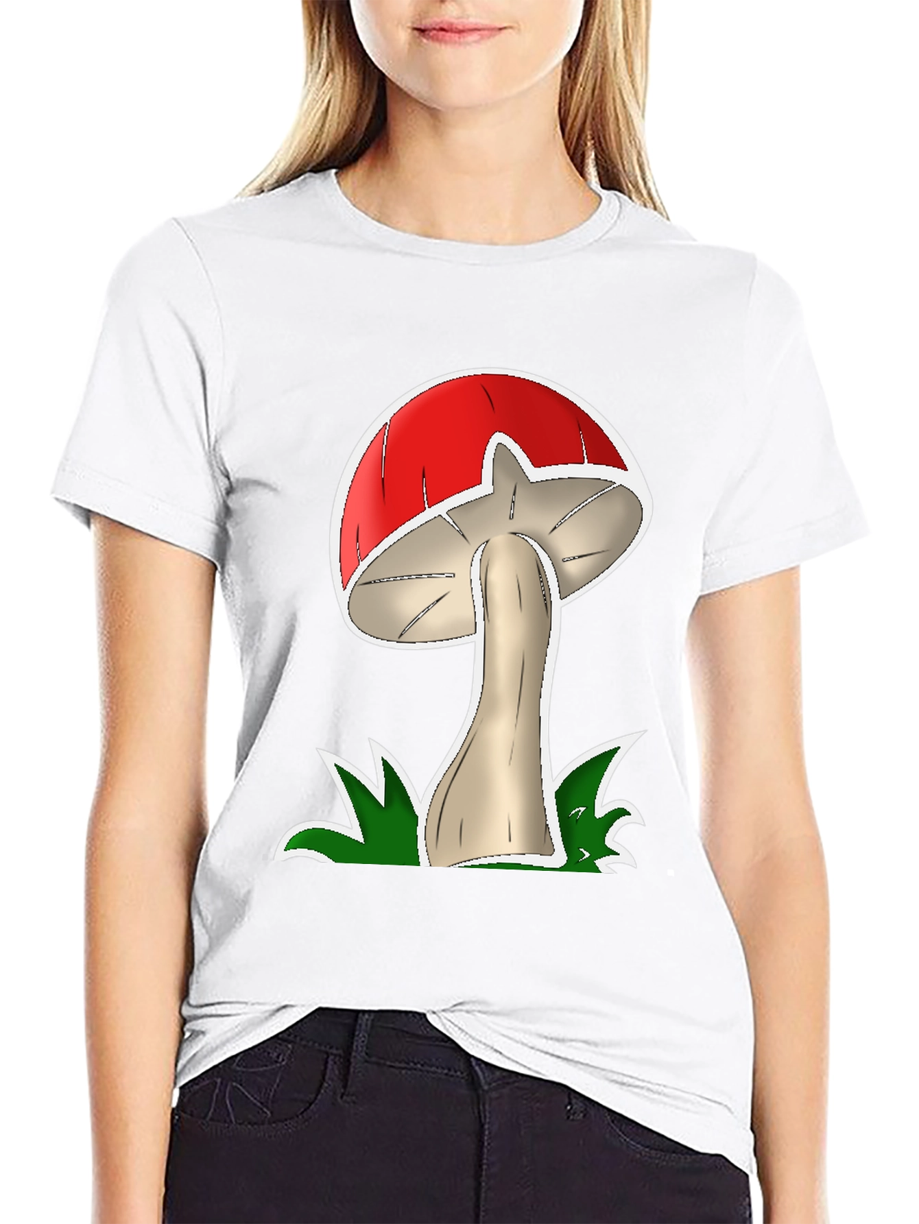 Mushroom Graphic Tee - Casual Black Cotton T-Shirt