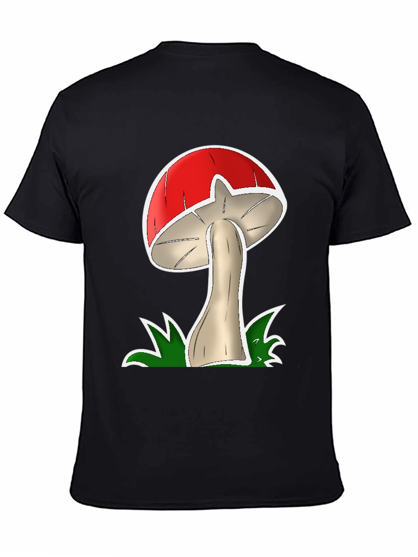 Mushroom Graphic Tee - Casual Black Cotton T-Shirt