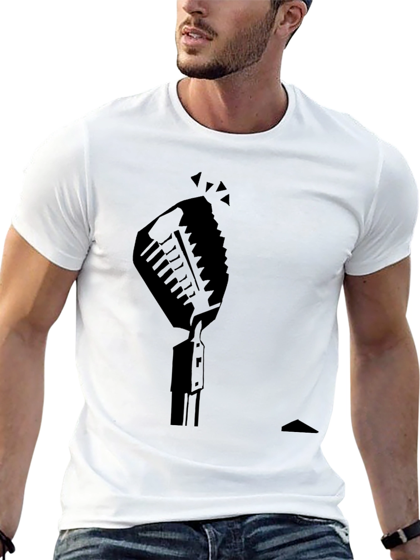 Retro Microphone Black Graphic Tee