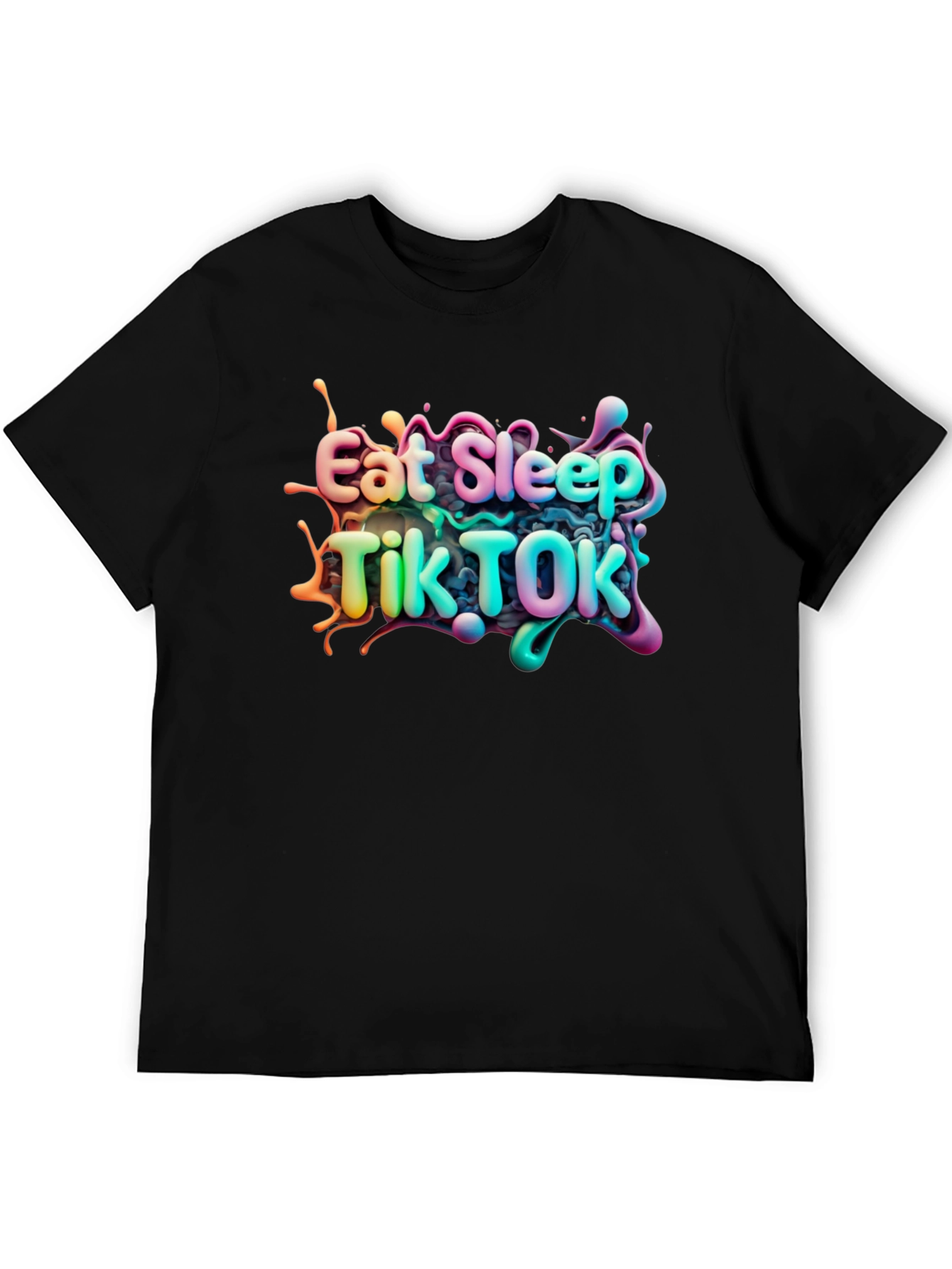 Eat Sleep TikTok T-Shirt Black Crew Neck Unisex