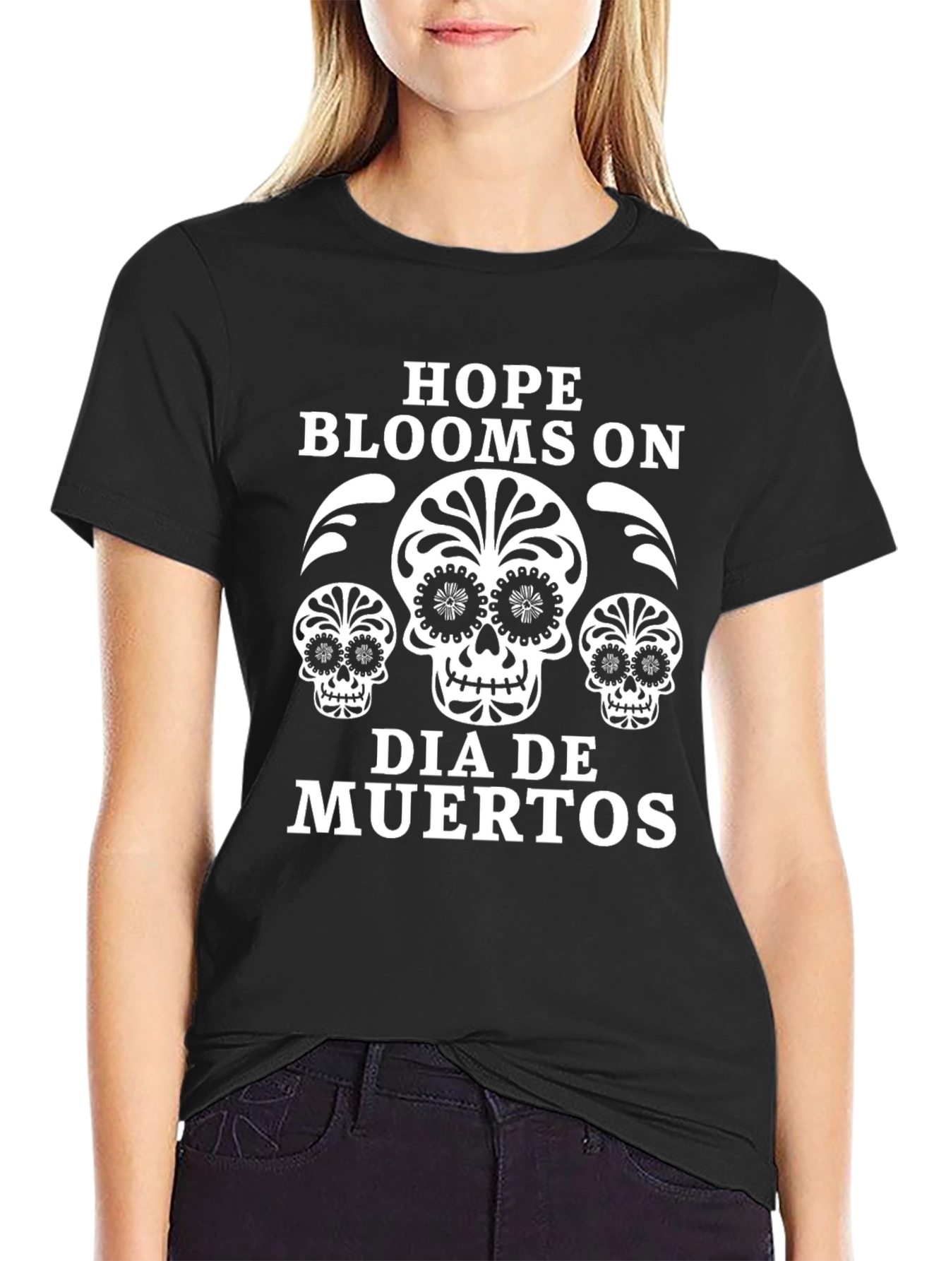 Dia de Muertos Skull T-Shirt - Hope Blooms