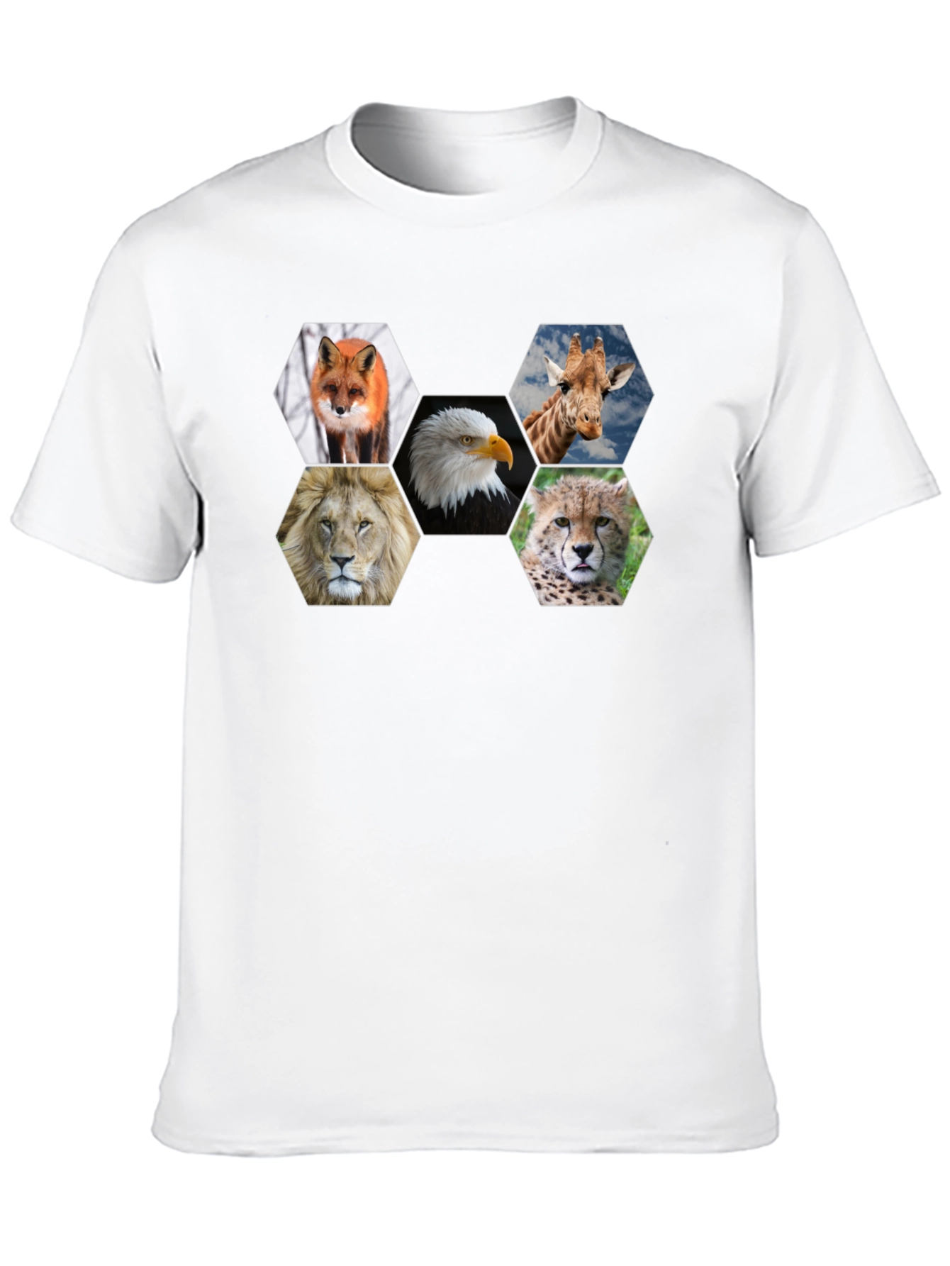 Animal Hexagon Graphic Print Crew Neck T-Shirt