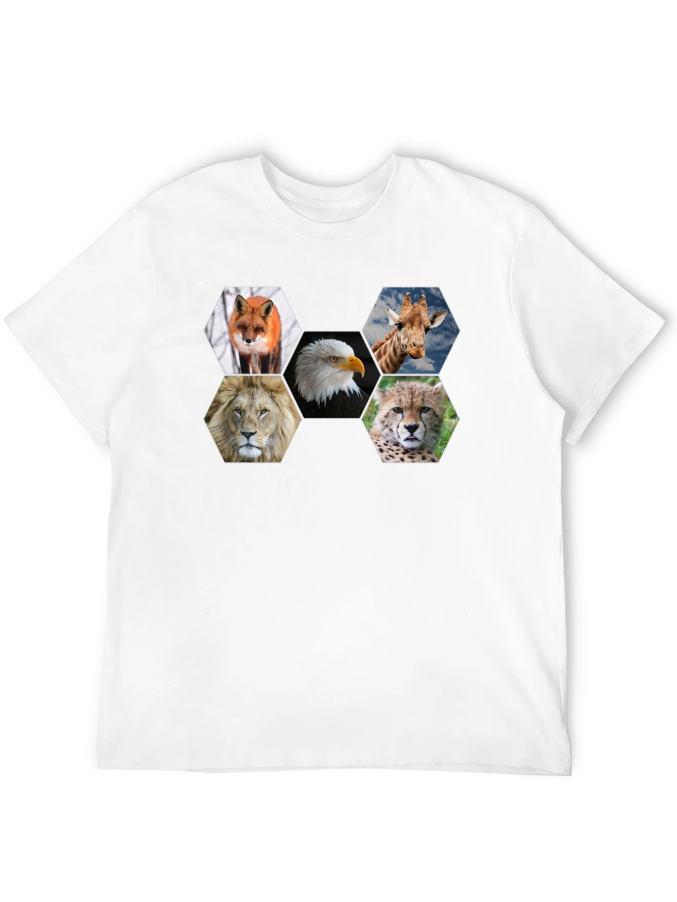 Animal Hexagon Graphic Print Crew Neck T-Shirt