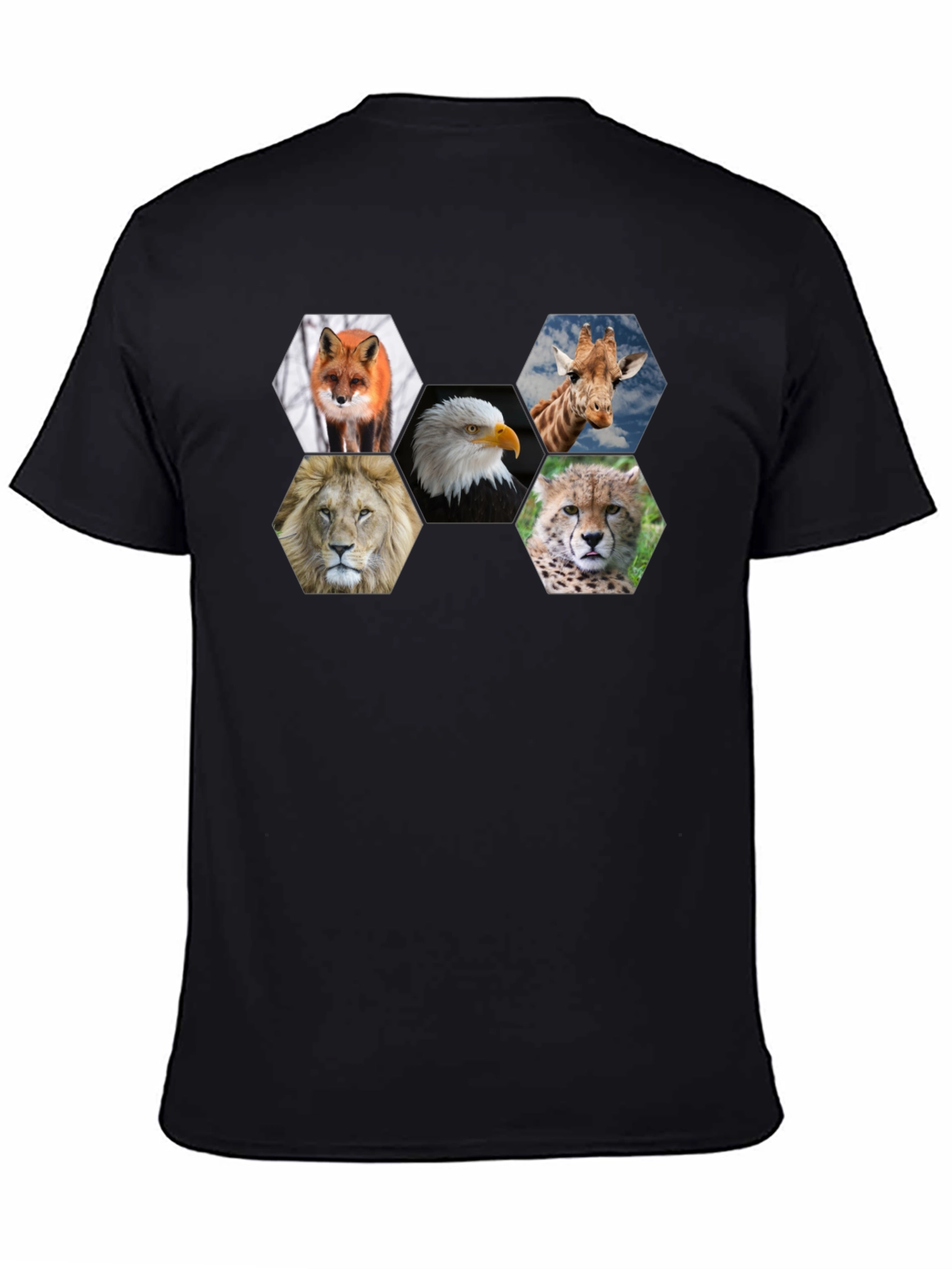 Animal Hexagon Graphic Print Crew Neck T-Shirt