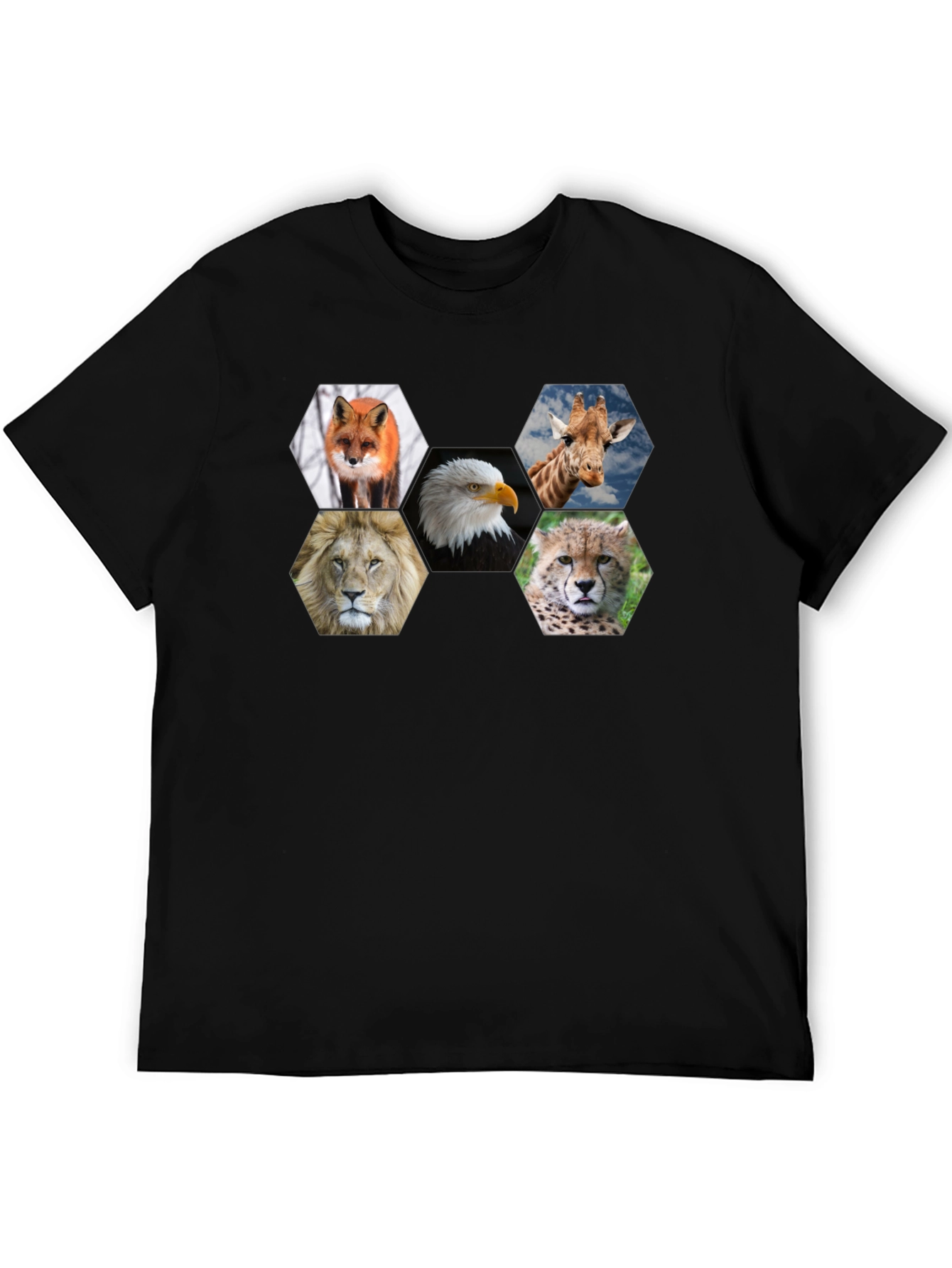 Animal Hexagon Graphic Print Crew Neck T-Shirt