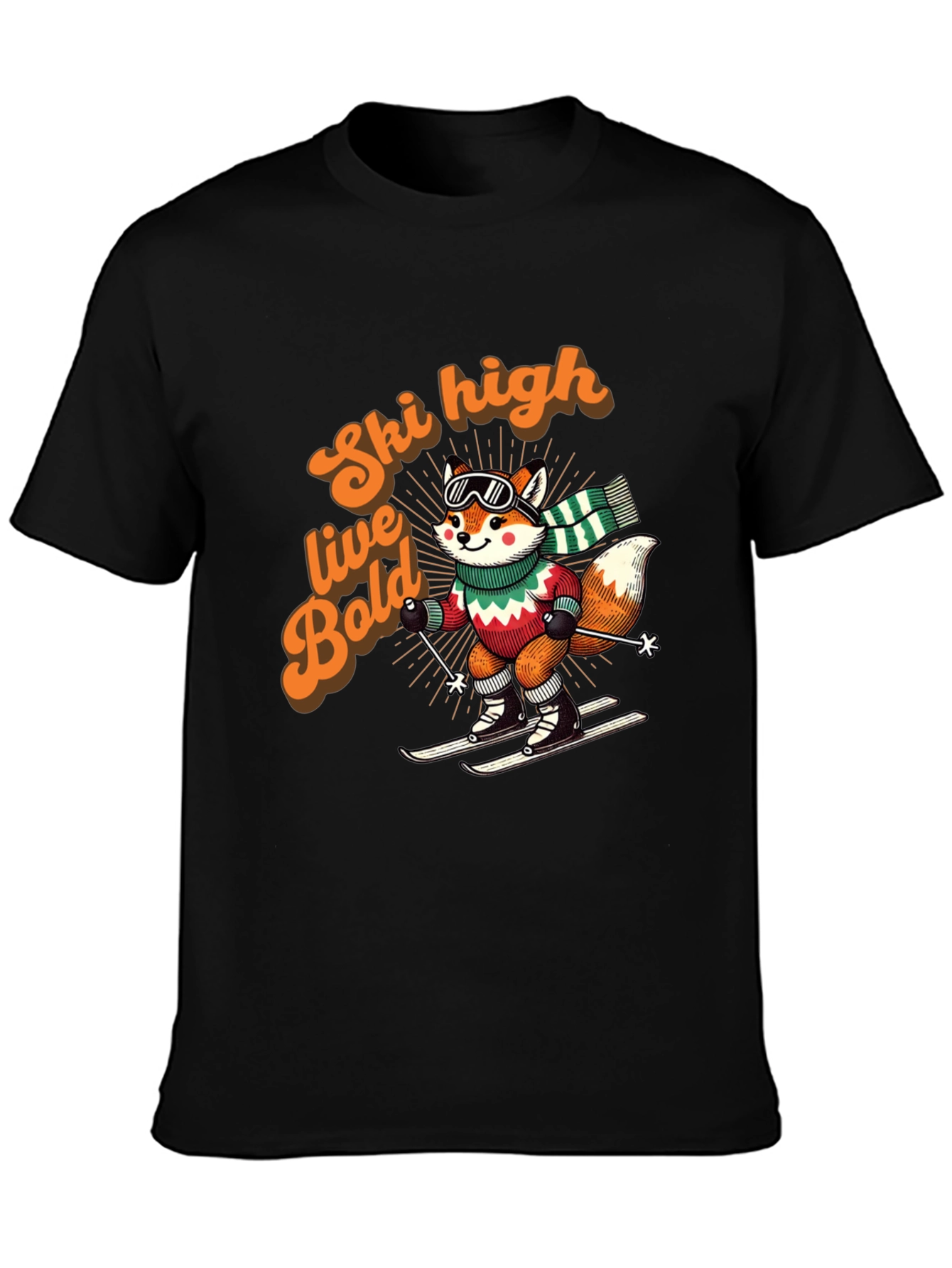 Ski High Live Bold Fox Graphic T-Shirt