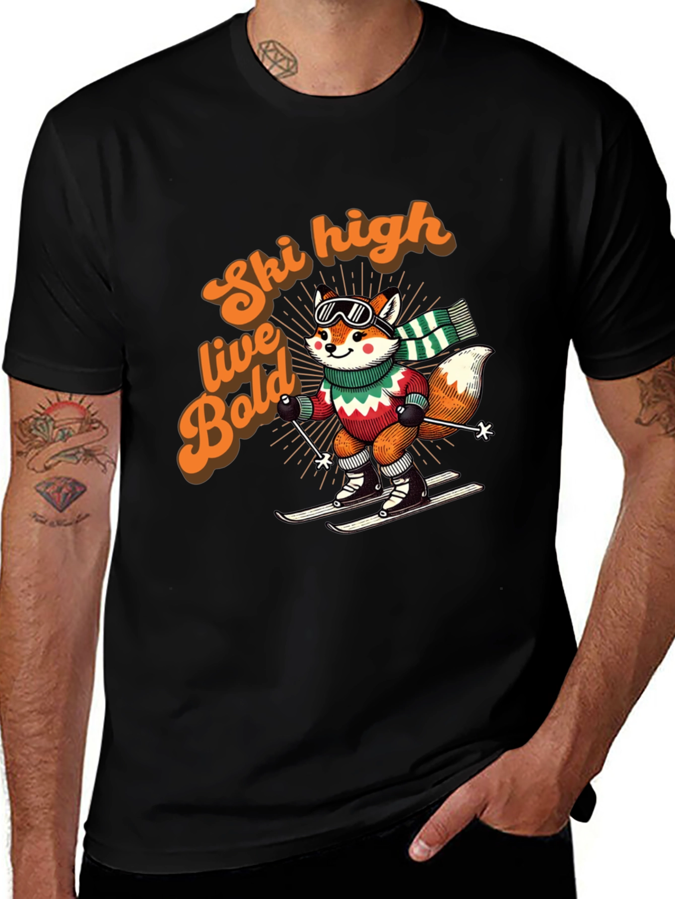 Ski High Live Bold Fox Graphic T-Shirt