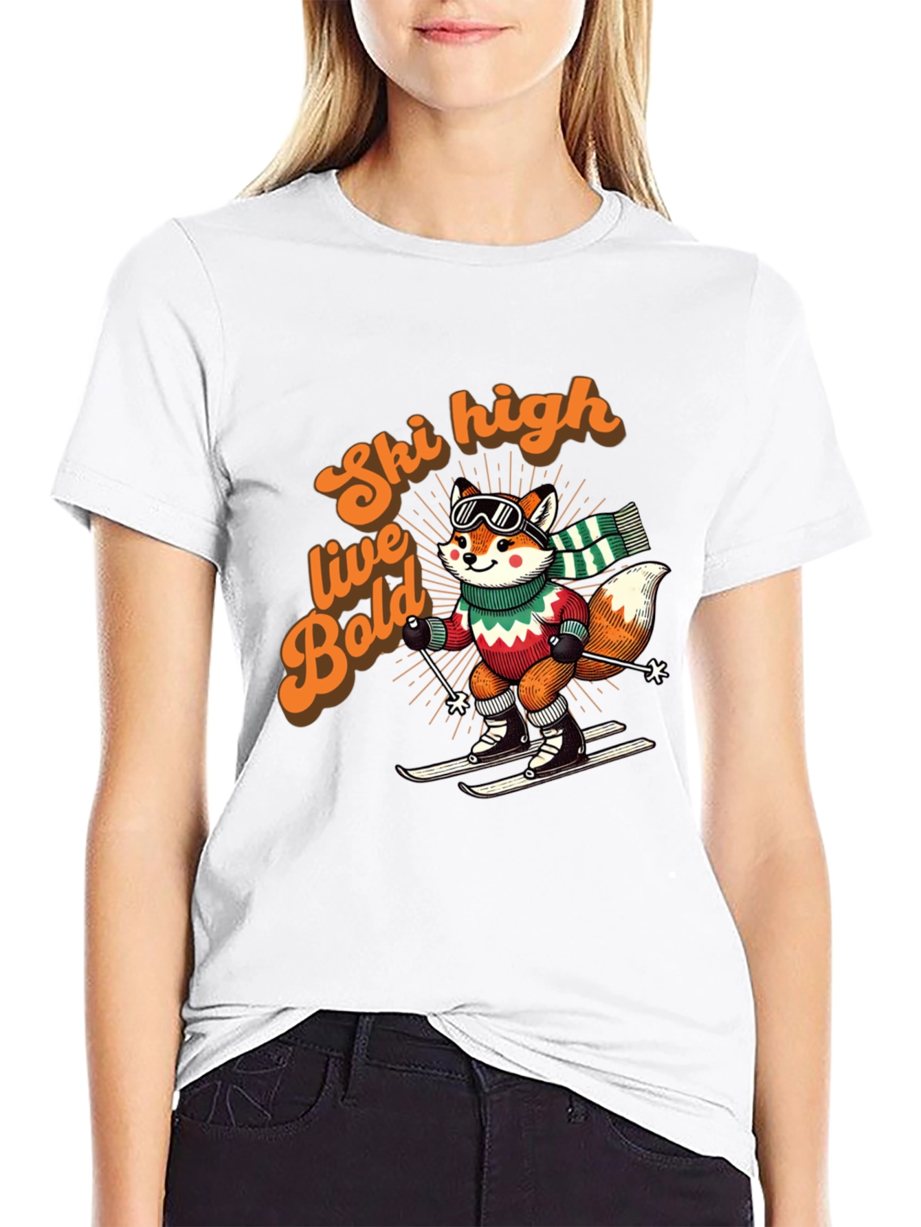 Ski High Live Bold Fox Graphic T-Shirt