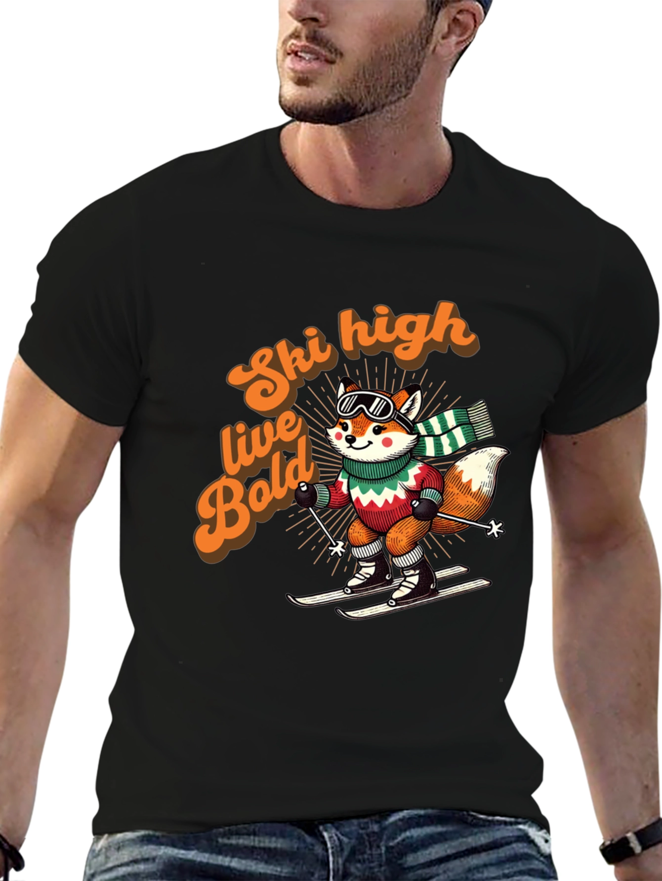 Ski High Live Bold Fox Graphic T-Shirt