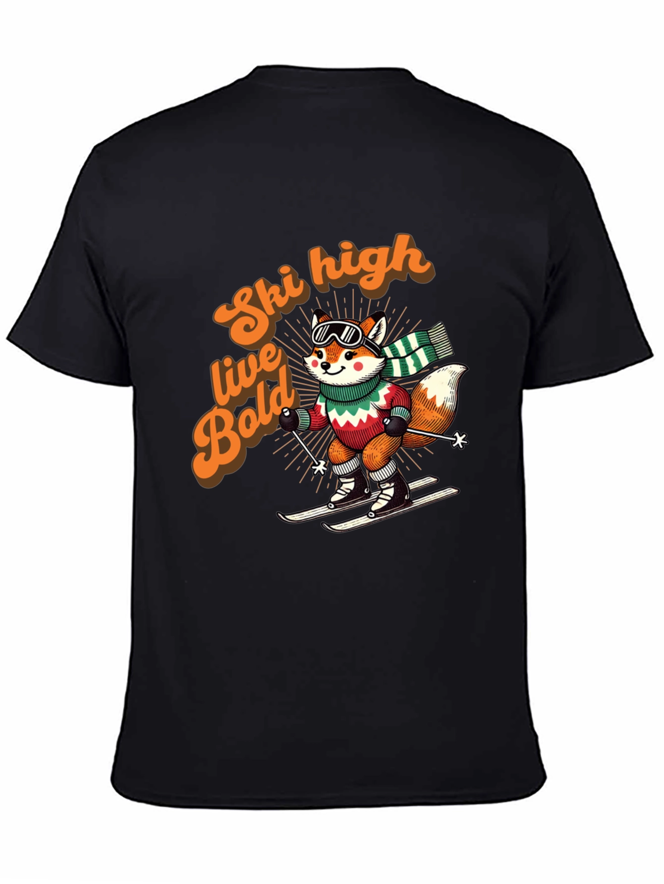 Ski High Live Bold Fox Graphic T-Shirt