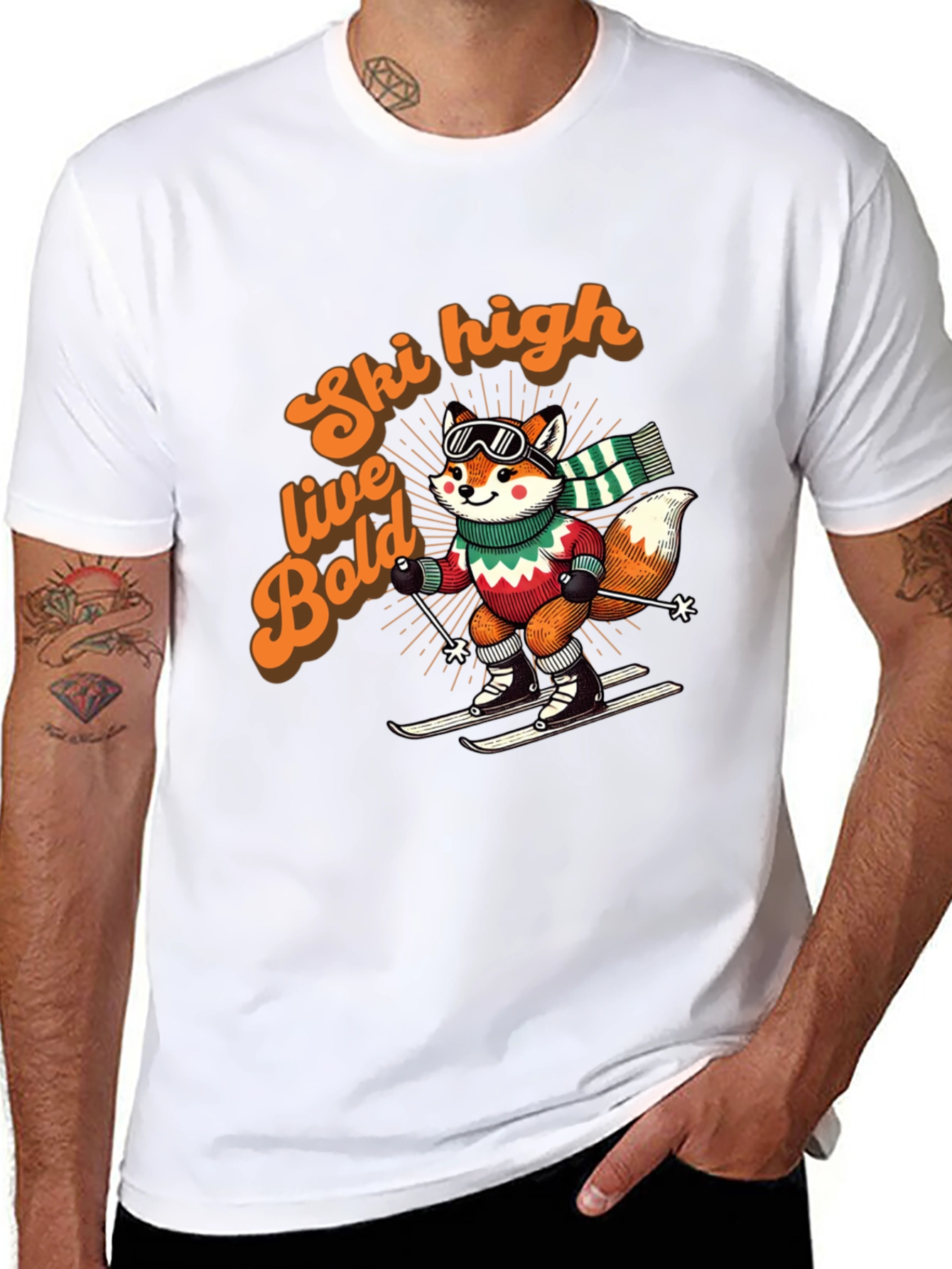 Ski High Live Bold Fox Graphic T-Shirt