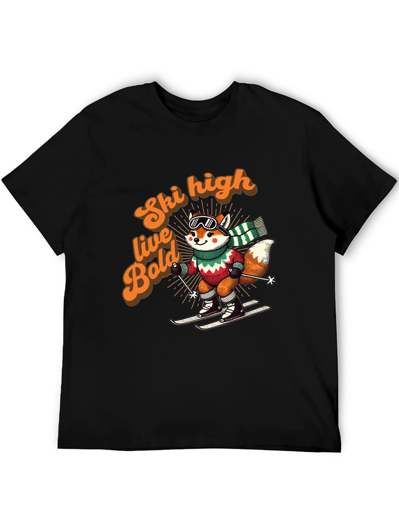 Ski High Live Bold Fox Graphic T-Shirt