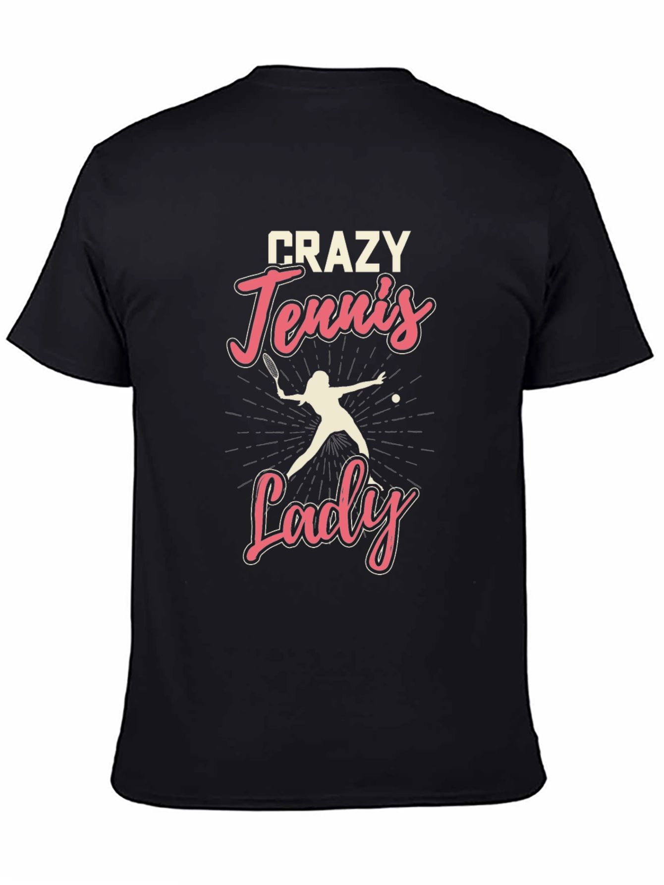 Crazy Tennis Lady Graphic Tee - Unisex Black T-Shirt