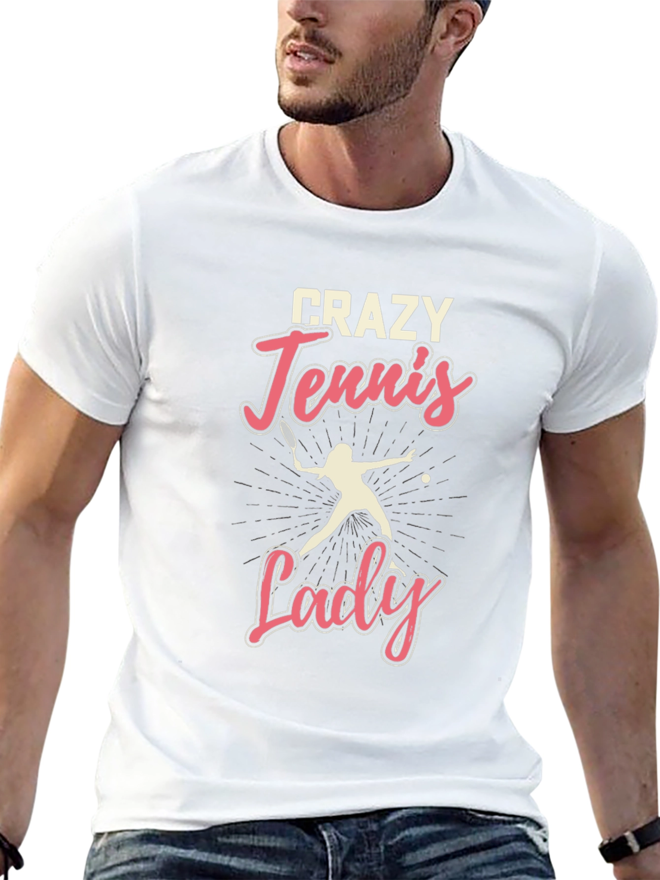 Crazy Tennis Lady Graphic Tee - Unisex Black T-Shirt