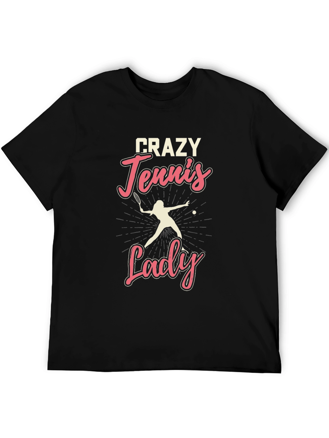 Crazy Tennis Lady Graphic Tee - Unisex Black T-Shirt
