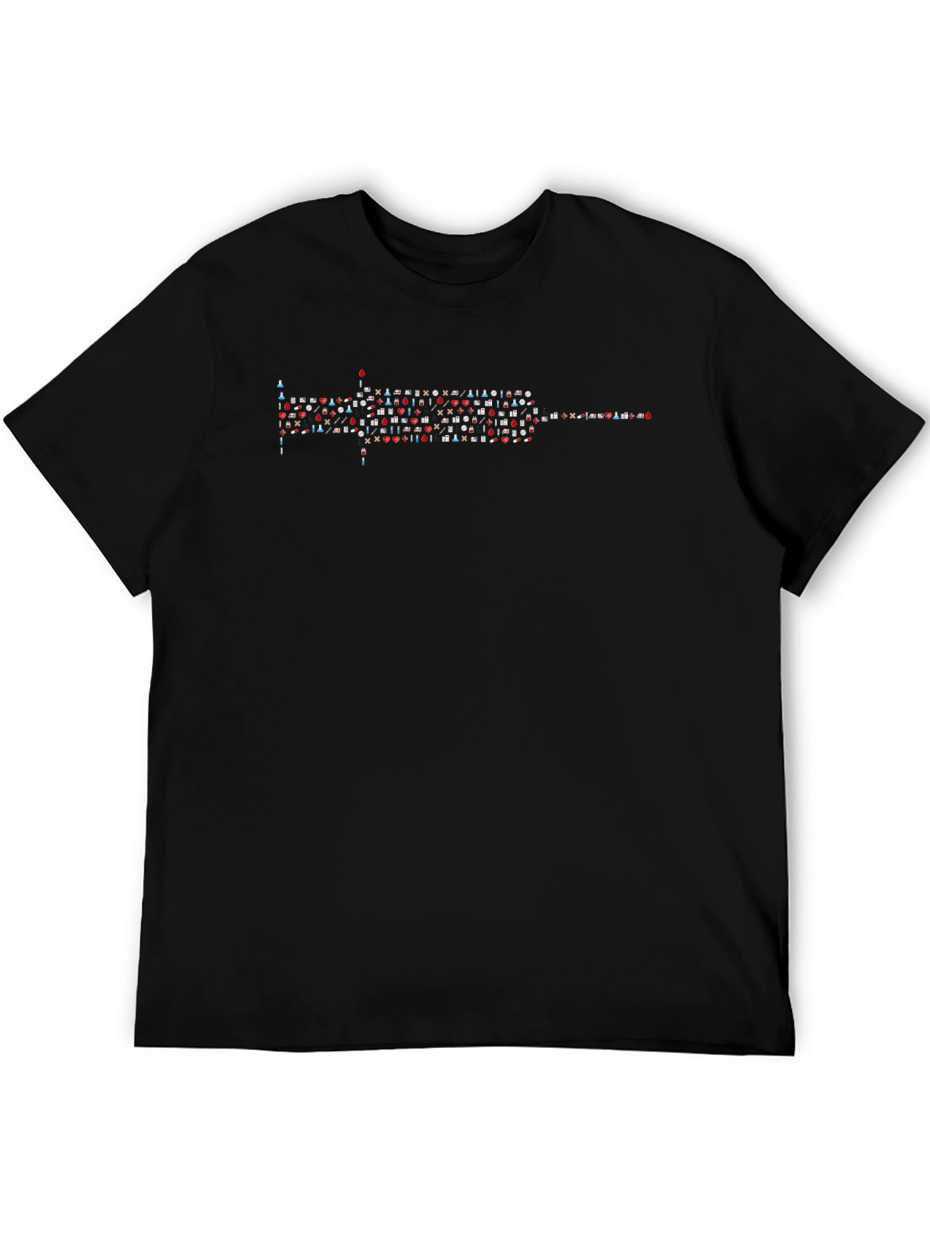 Emoji Syringe Graphic Tee - Black Cotton T-Shirt
