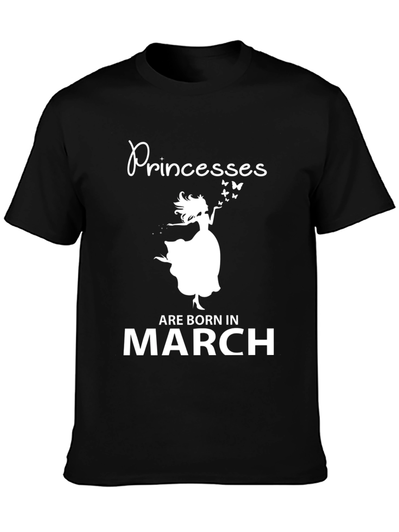 Princesses Born In March Black Graphic T-Shirt