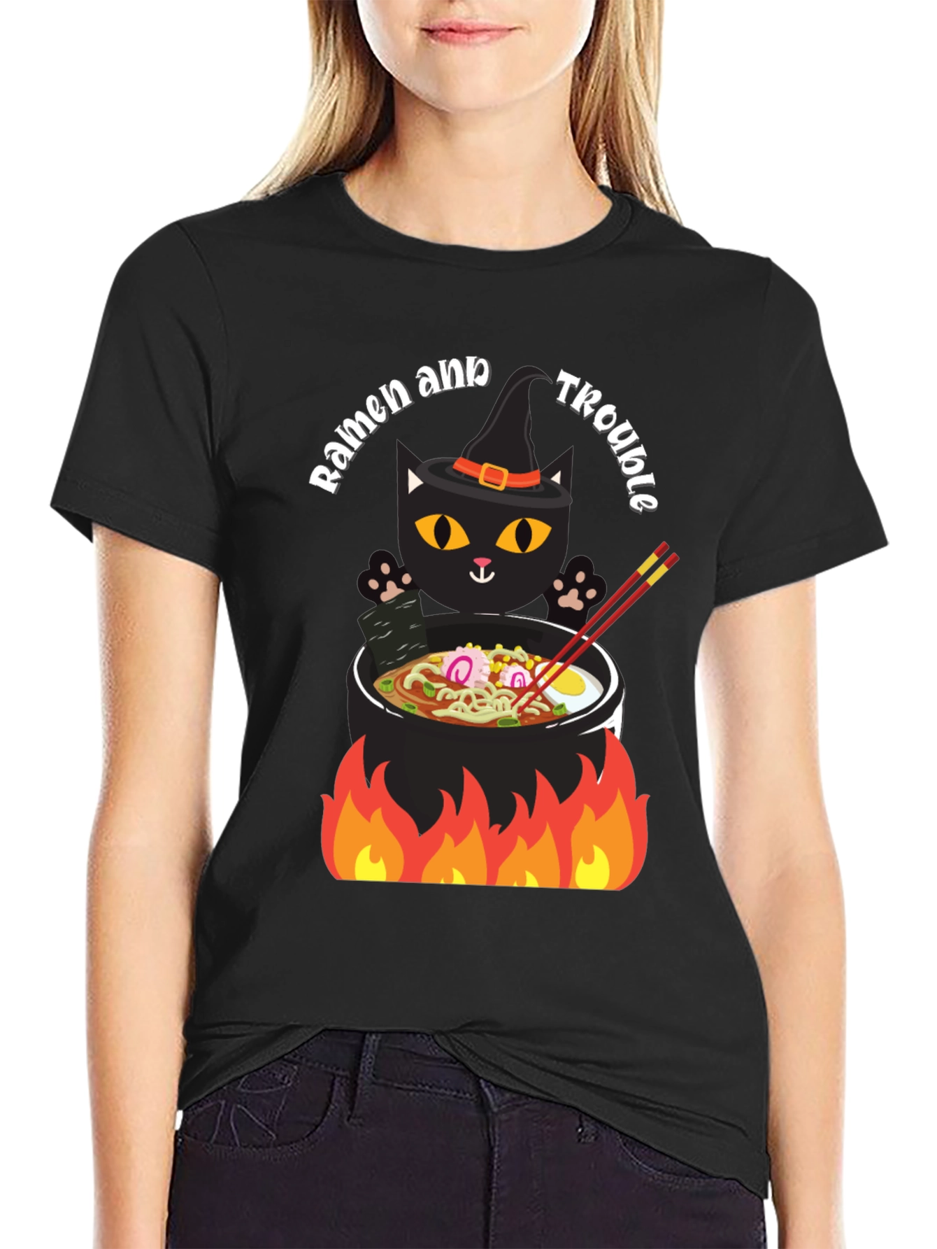 Ramen and Trouble Cat T-Shirt