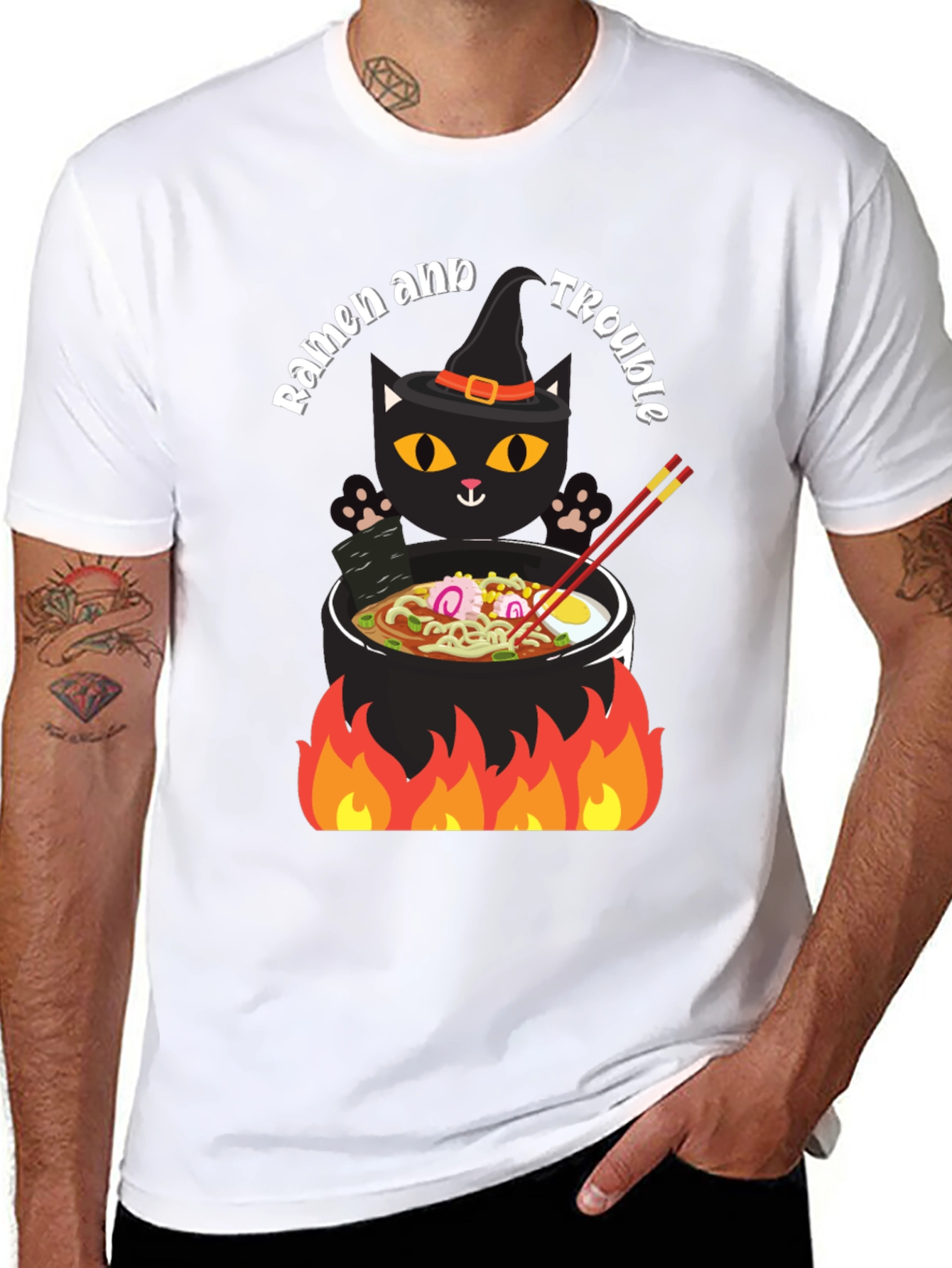 Ramen and Trouble Cat T-Shirt