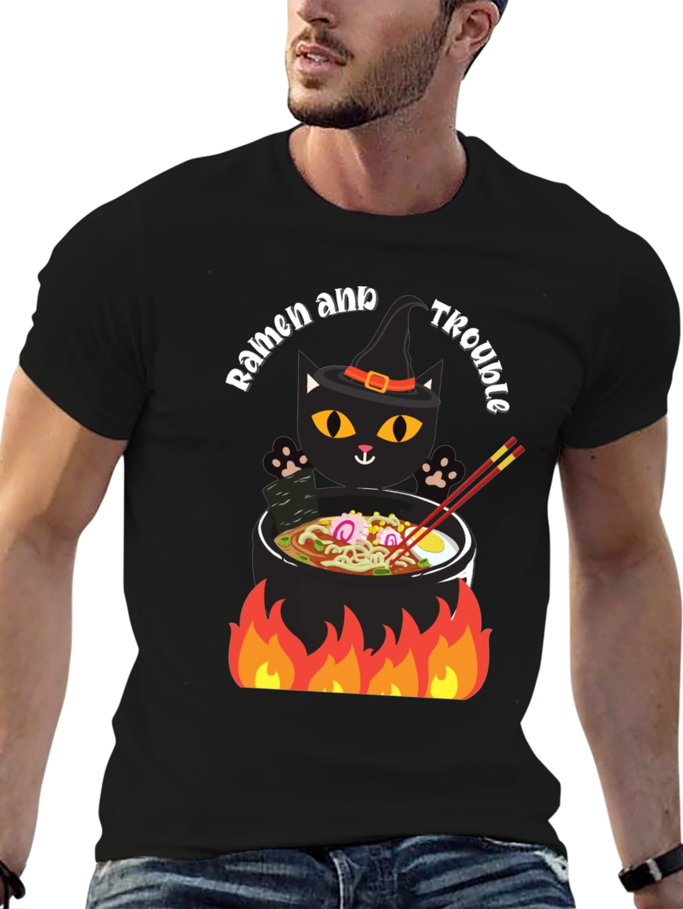 Ramen and Trouble Cat T-Shirt