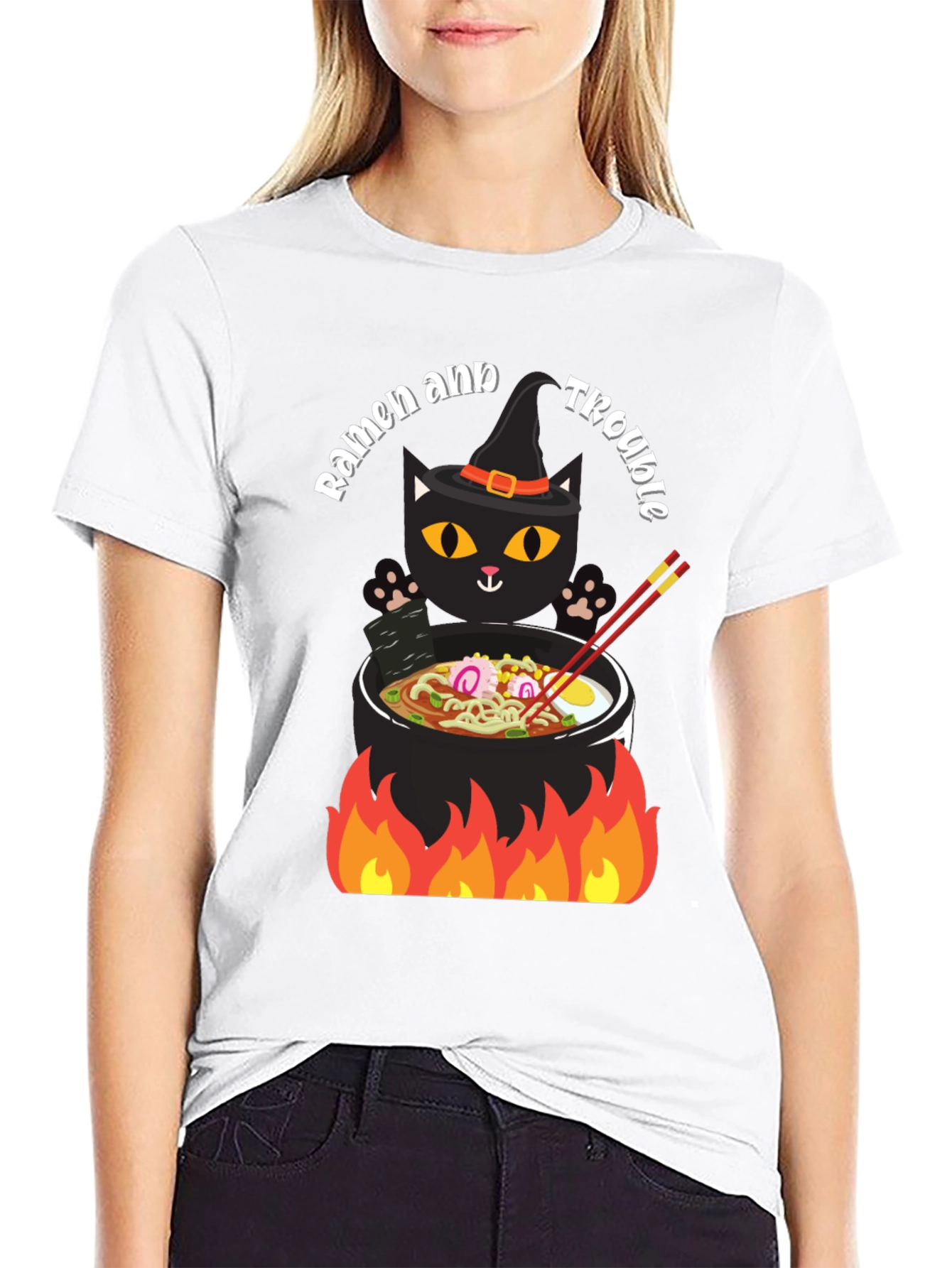 Ramen and Trouble Cat T-Shirt