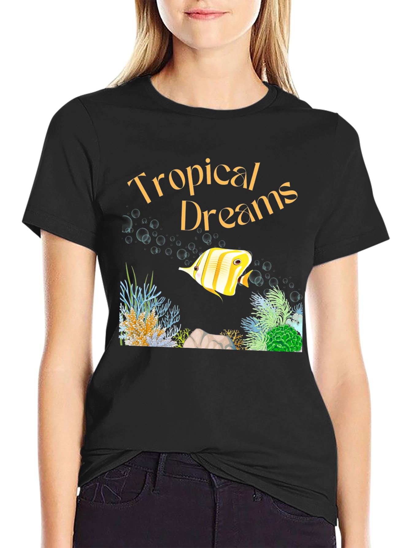 Tropical Dreams Graphic T-Shirt - Black