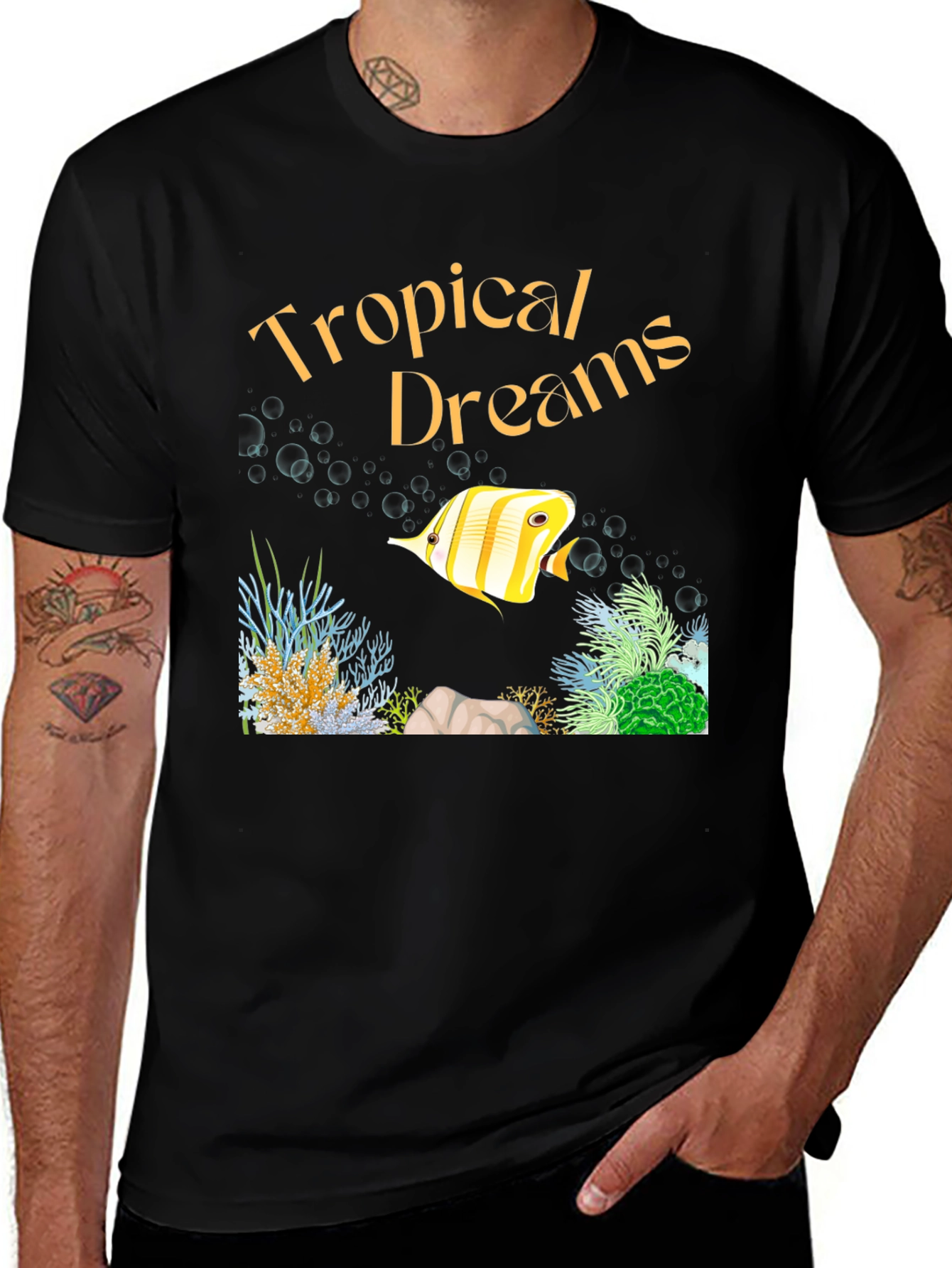 Tropical Dreams Graphic T-Shirt - Black