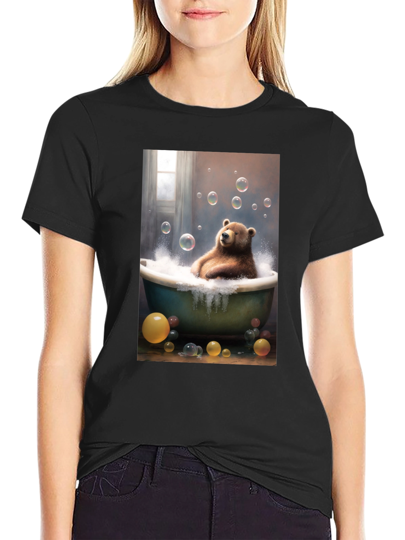 Bear in Bathtub Graphic T-Shirt