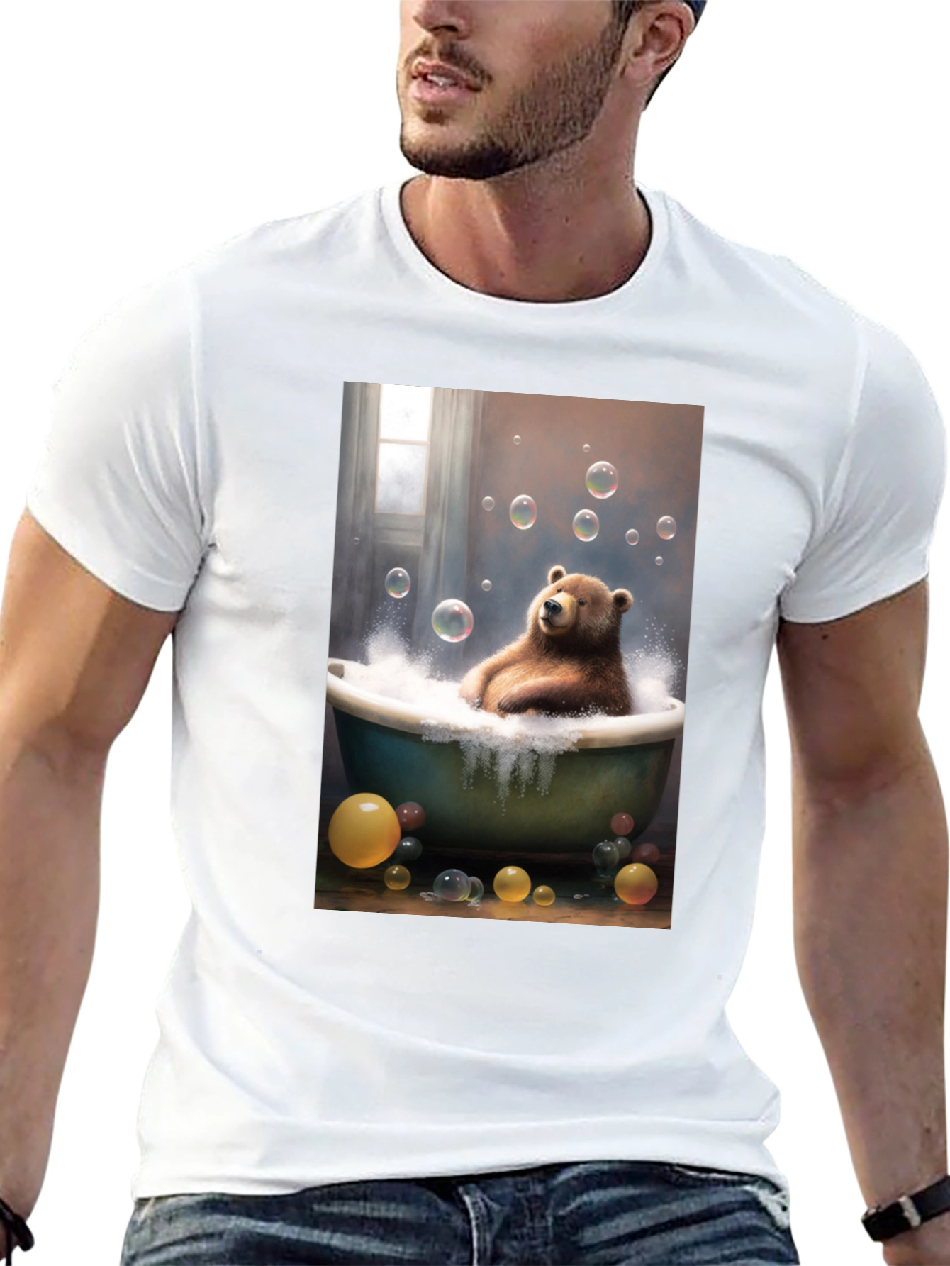 Bear in Bathtub Graphic T-Shirt