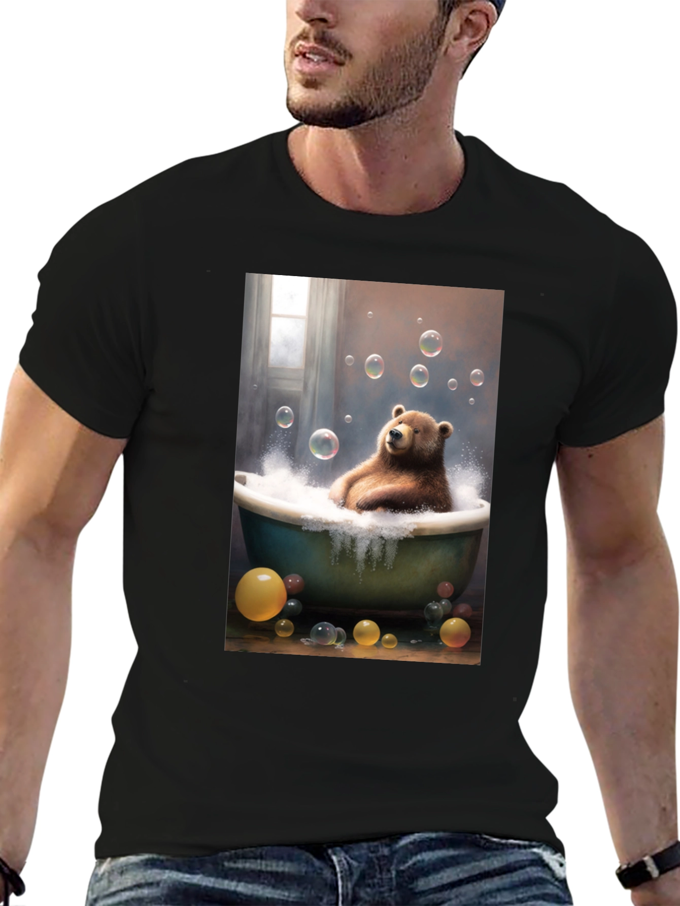 Bear in Bathtub Graphic T-Shirt